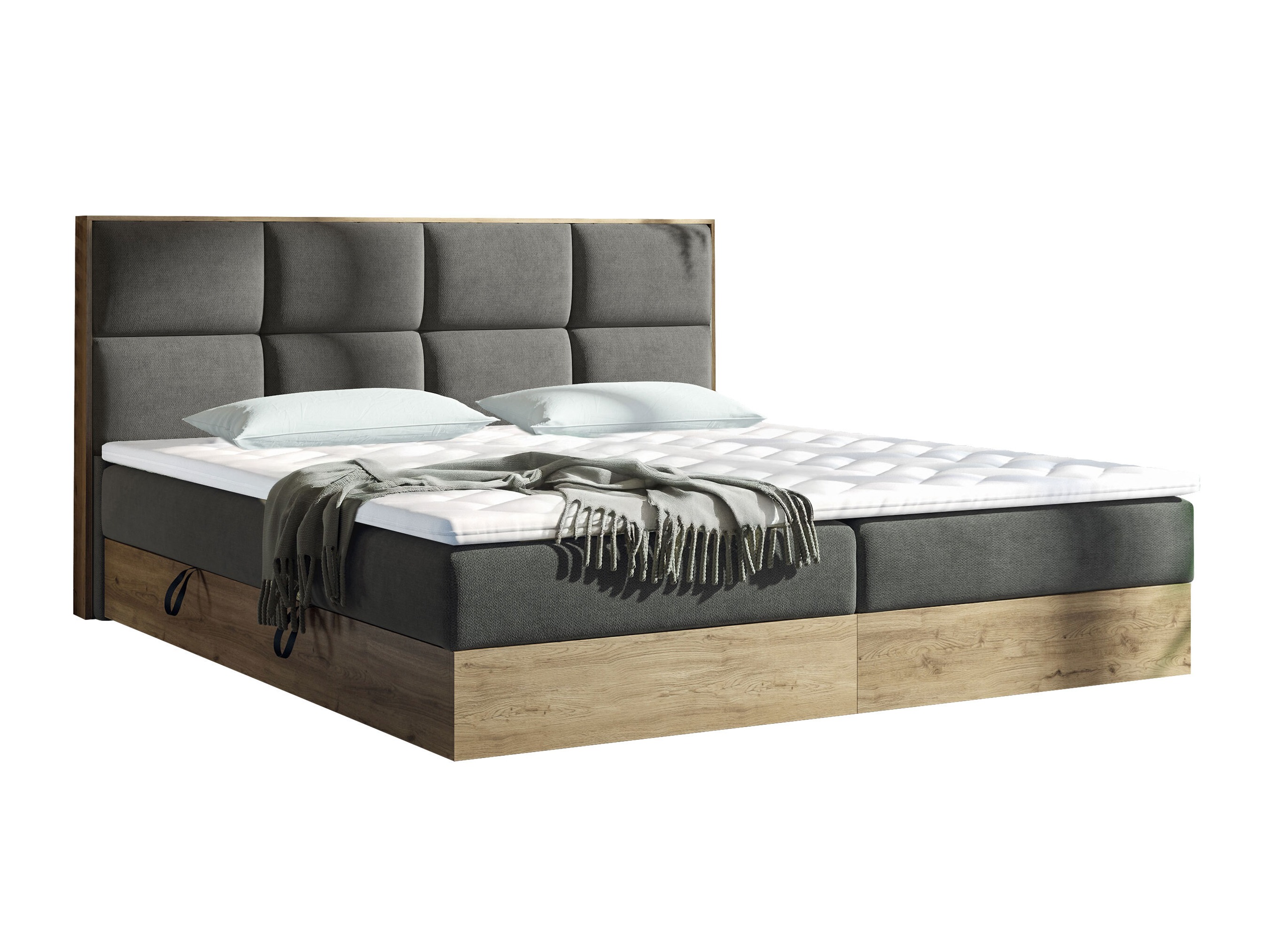 Boxspring postelja ComfiDream Miraena (Zlati hrast + Soro 97)