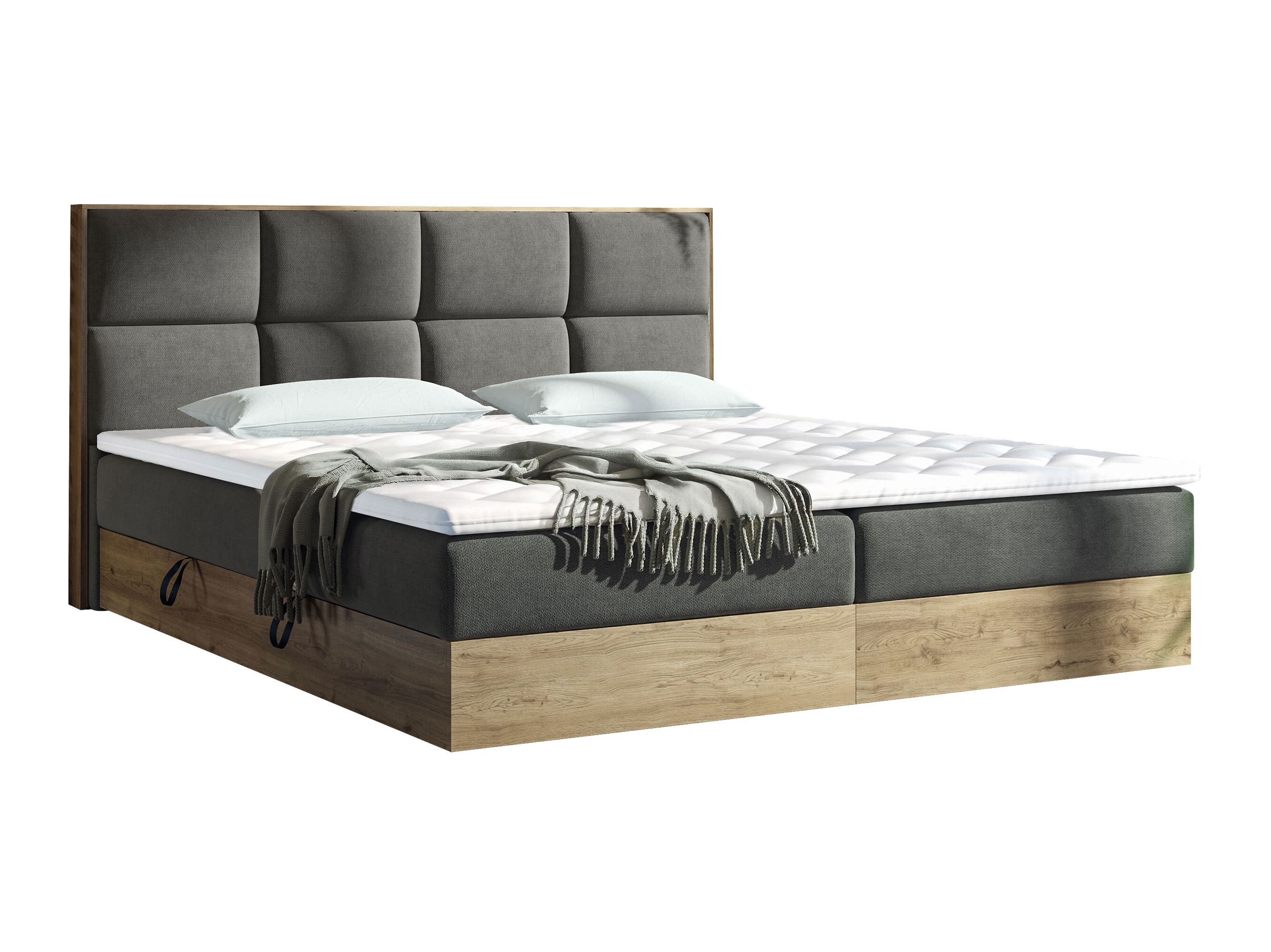 Boxspring postelja ComfiDream Miraena (Zlati hrast + Soro 97)