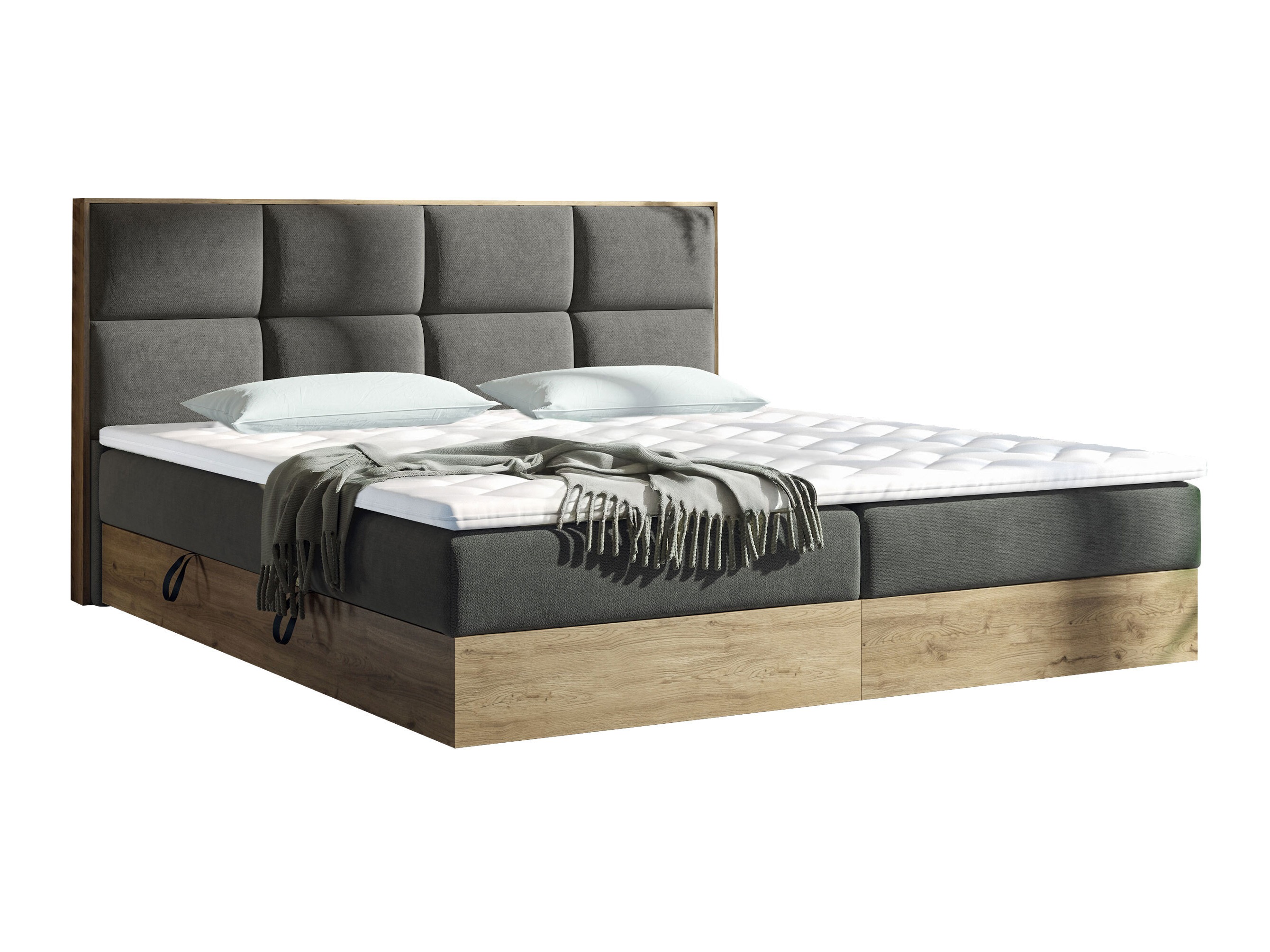 Boxspring postelja ComfiDream Miraena (Zlati hrast + Soro 97)
