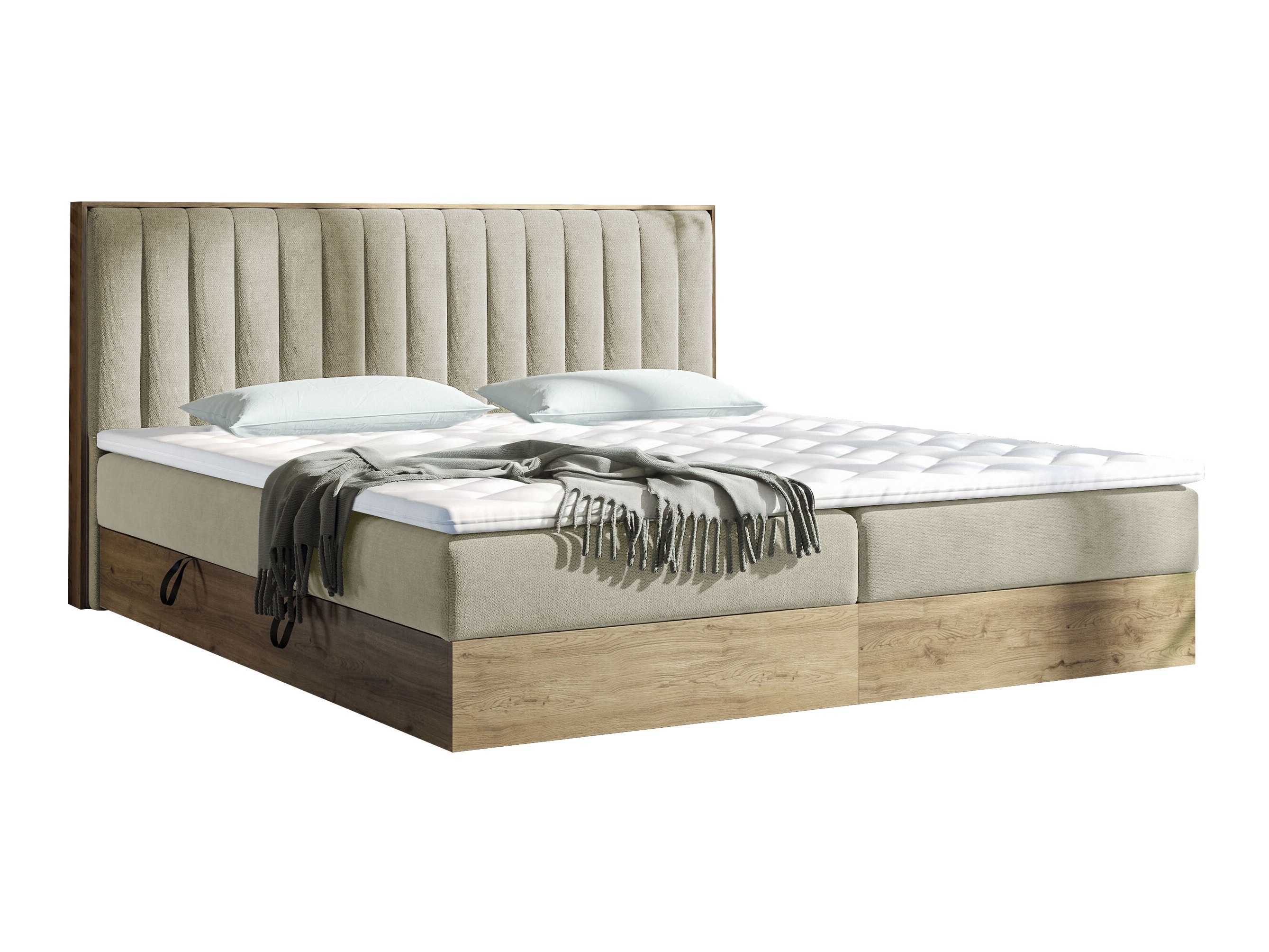 Boxspring postelja ComfiDream Odelra (Zlati hrast + Soro 21)