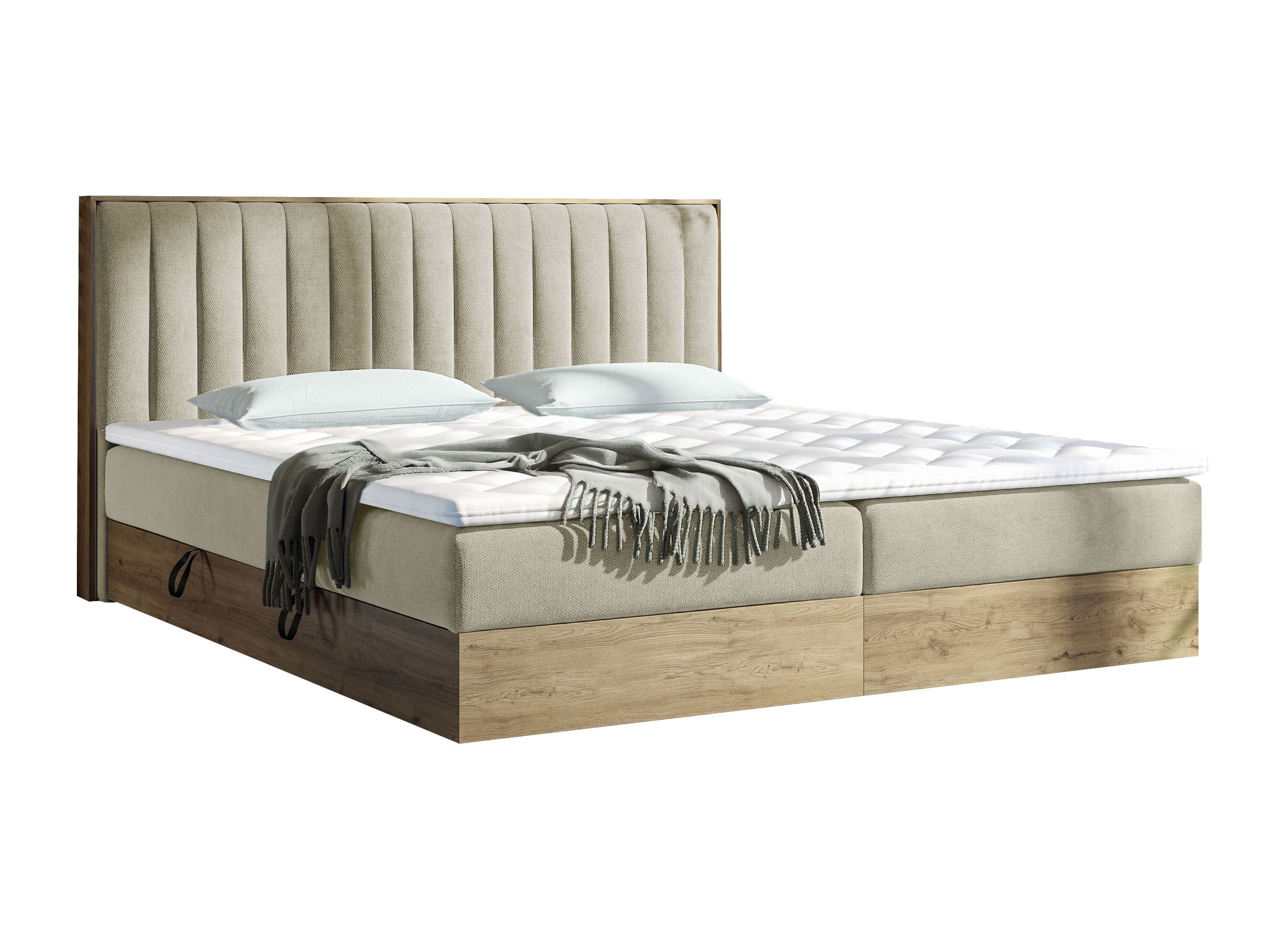 Boxspring postelja ComfiDream Odelra (Zlati hrast + Soro 21)
