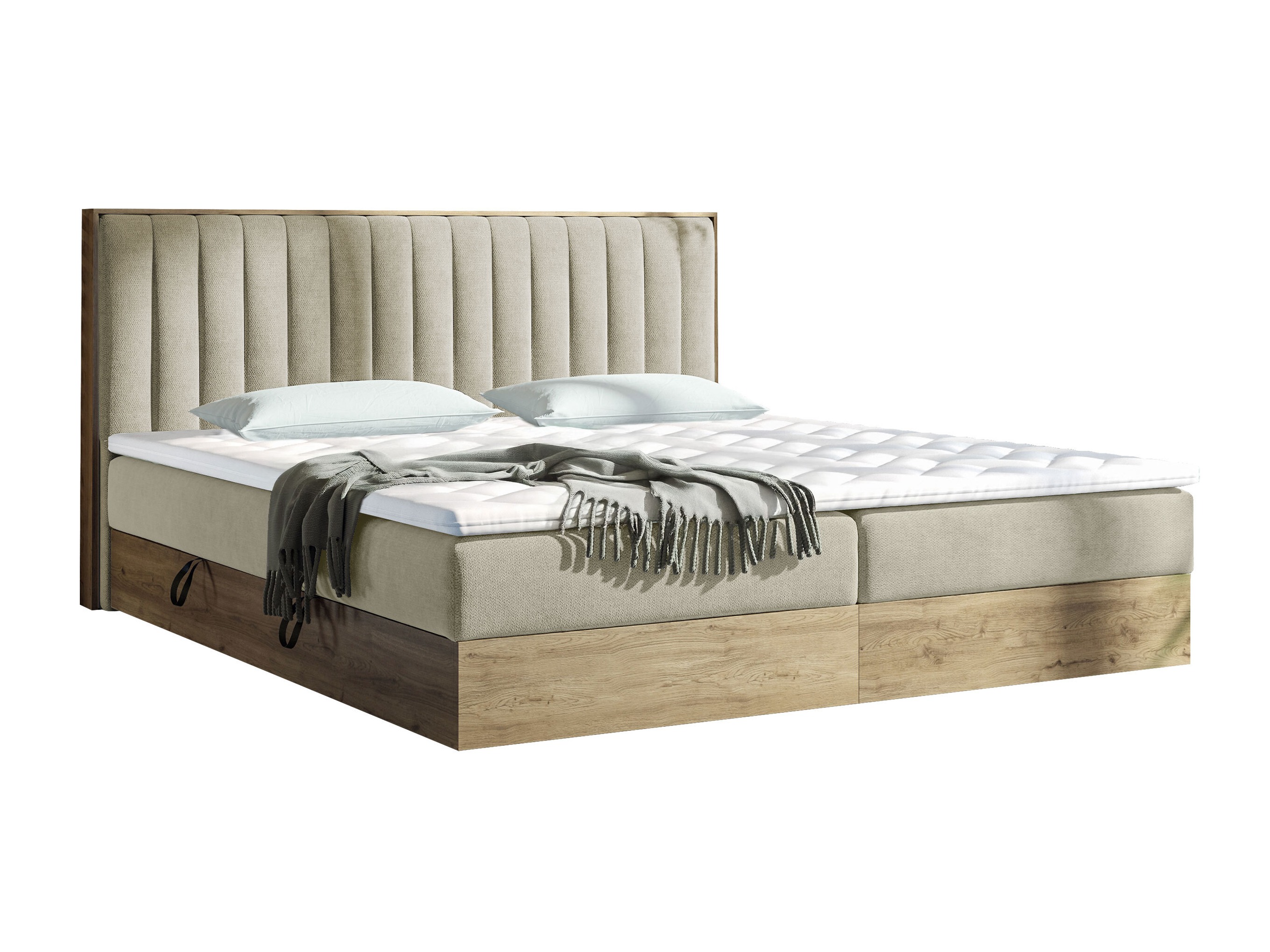 Boxspring postelja ComfiDream Odelra (Zlati hrast + Soro 21)