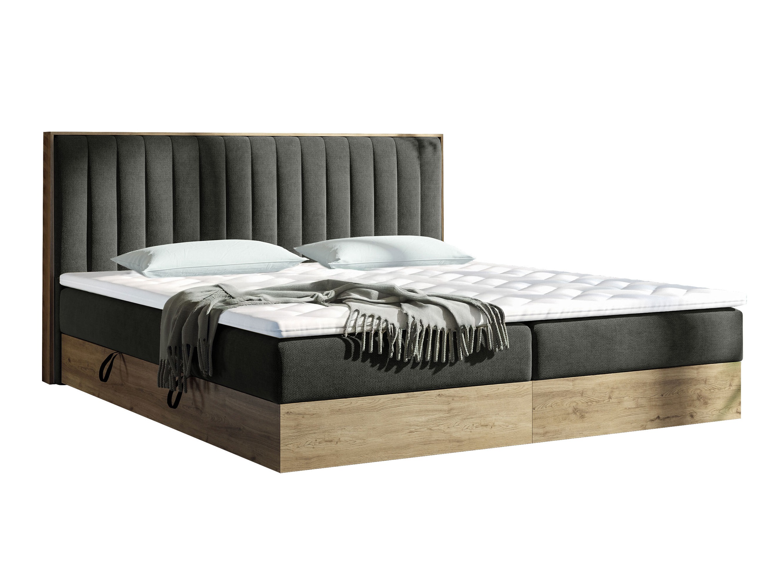 Boxspring postelja ComfiDream Odelra (Zlati hrast + Soro 24)