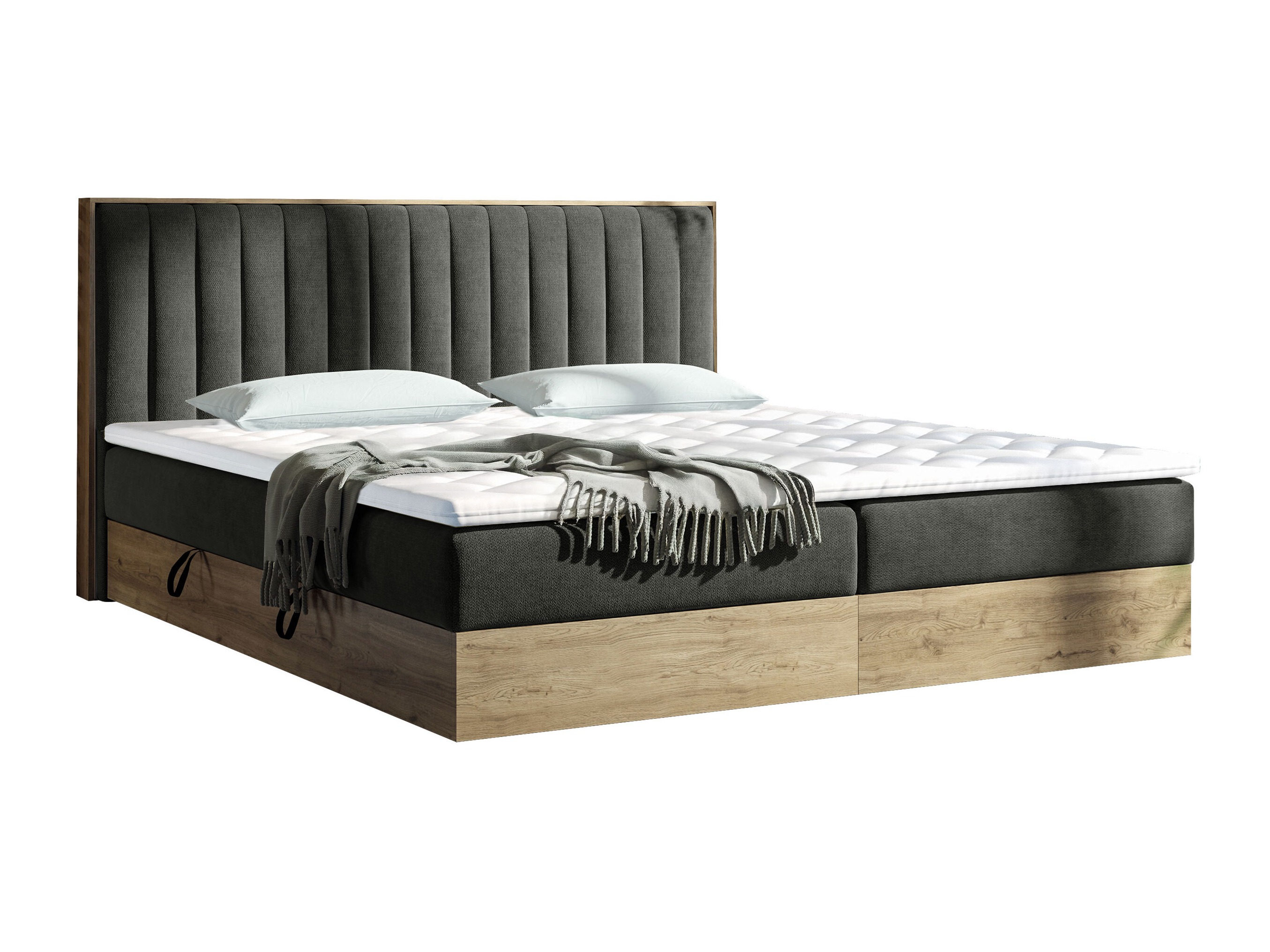 Boxspring postelja ComfiDream Odelra (Zlati hrast + Soro 24)