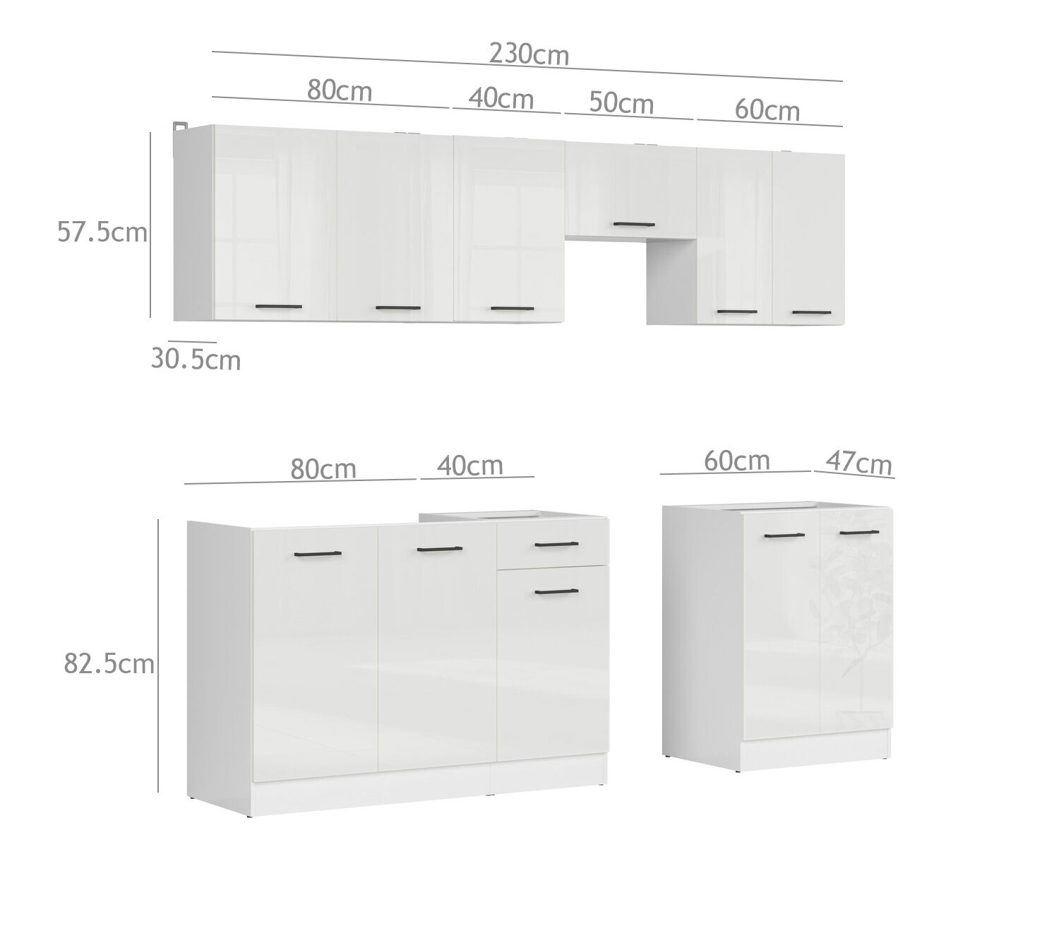 Modularni kuhinjski komplet Line White 118
