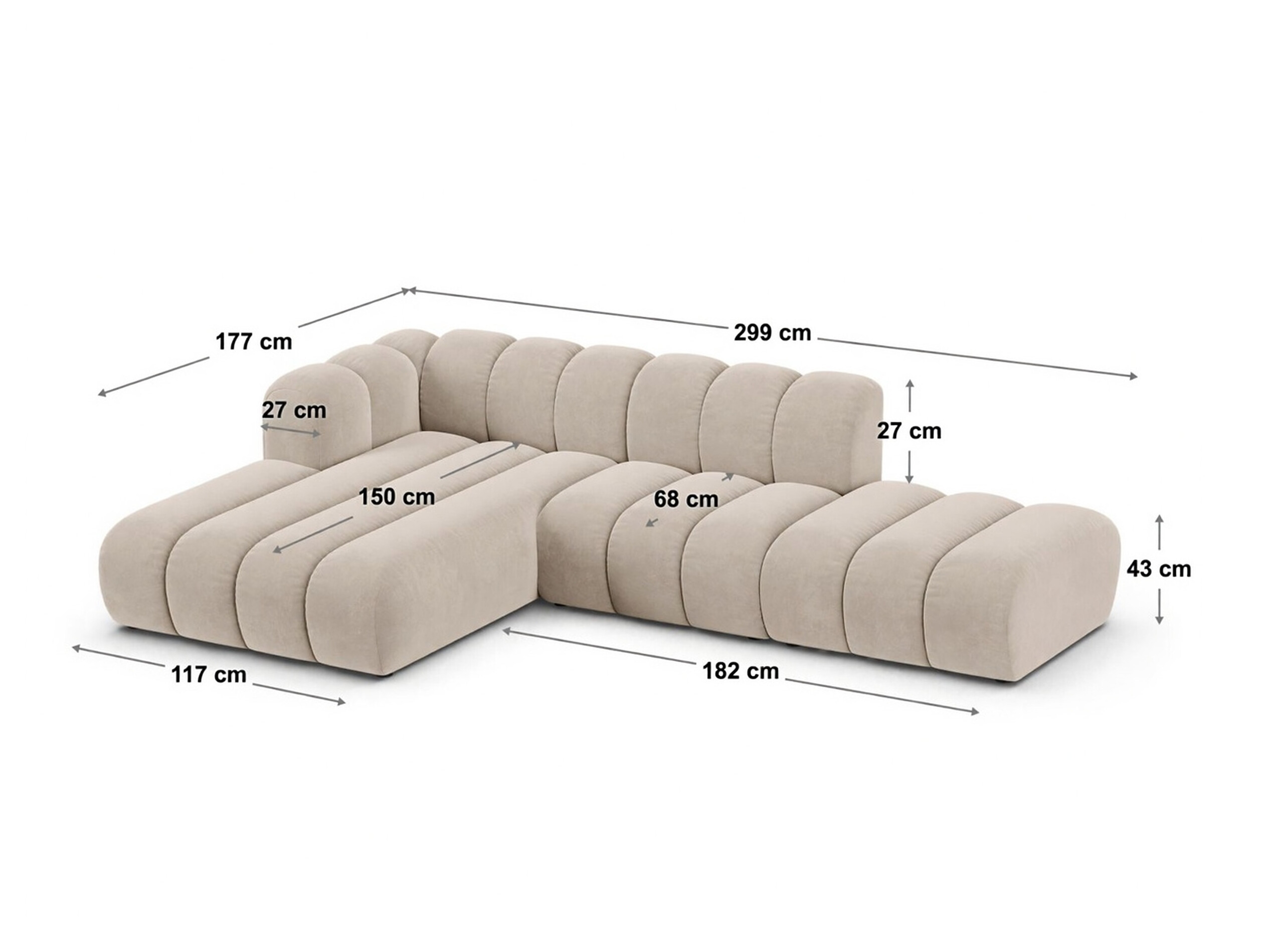 Modularna kotna sedežna garnitura Cirleve 105 (Venus 2917)