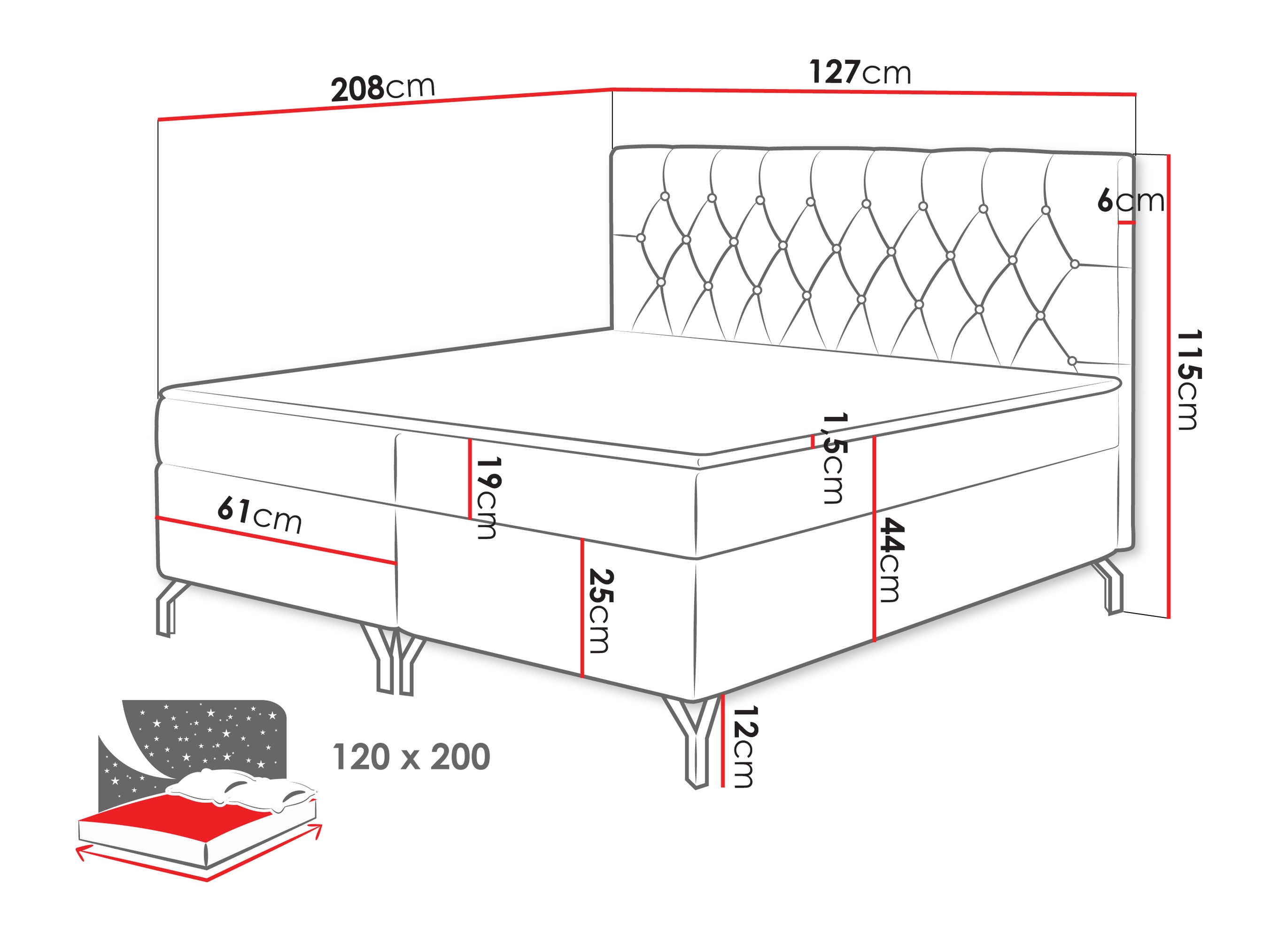 Boxspring postelja Focus (Fresh 01)