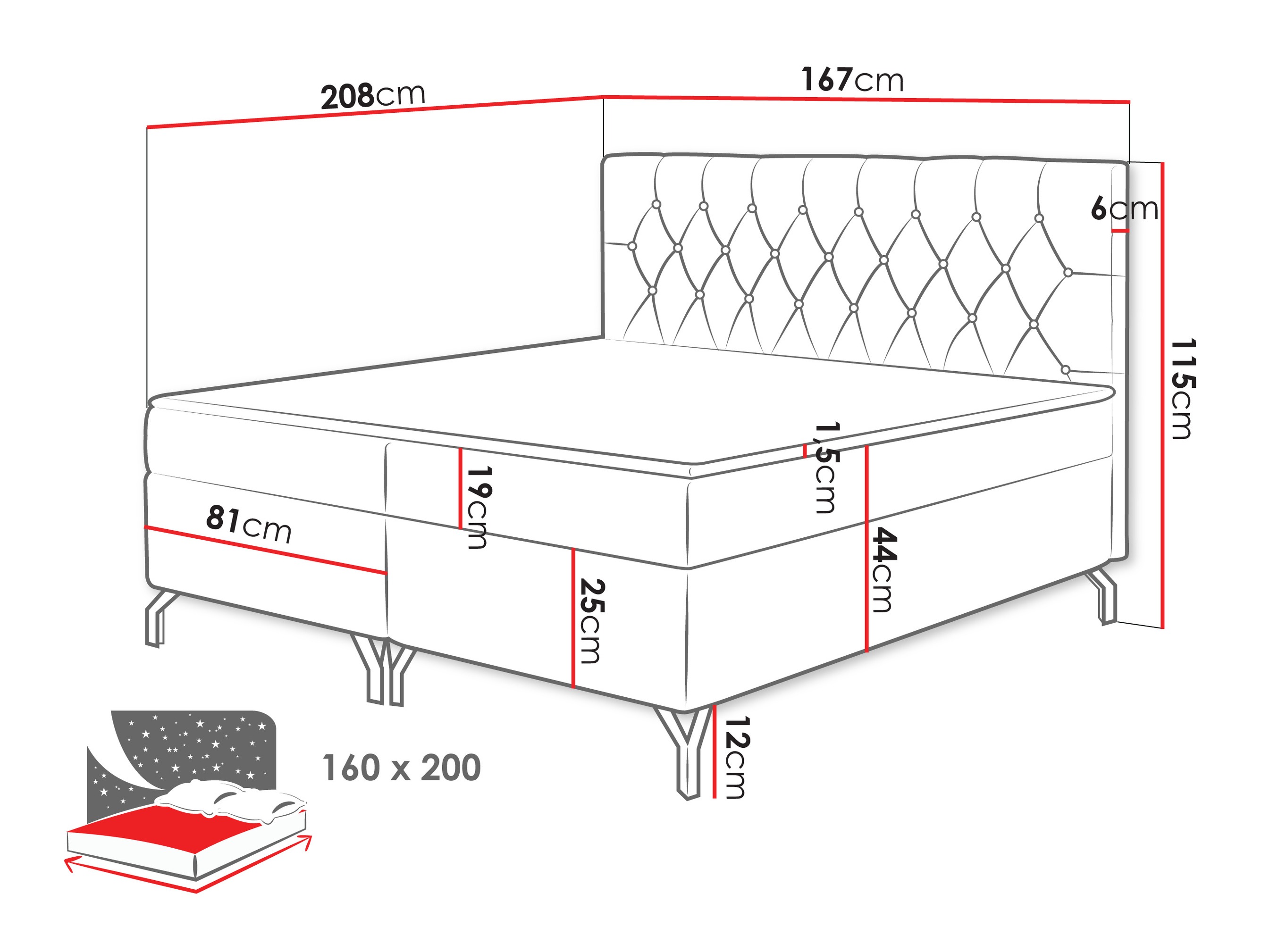 Boxspring postelja Focus (Fresh 01)