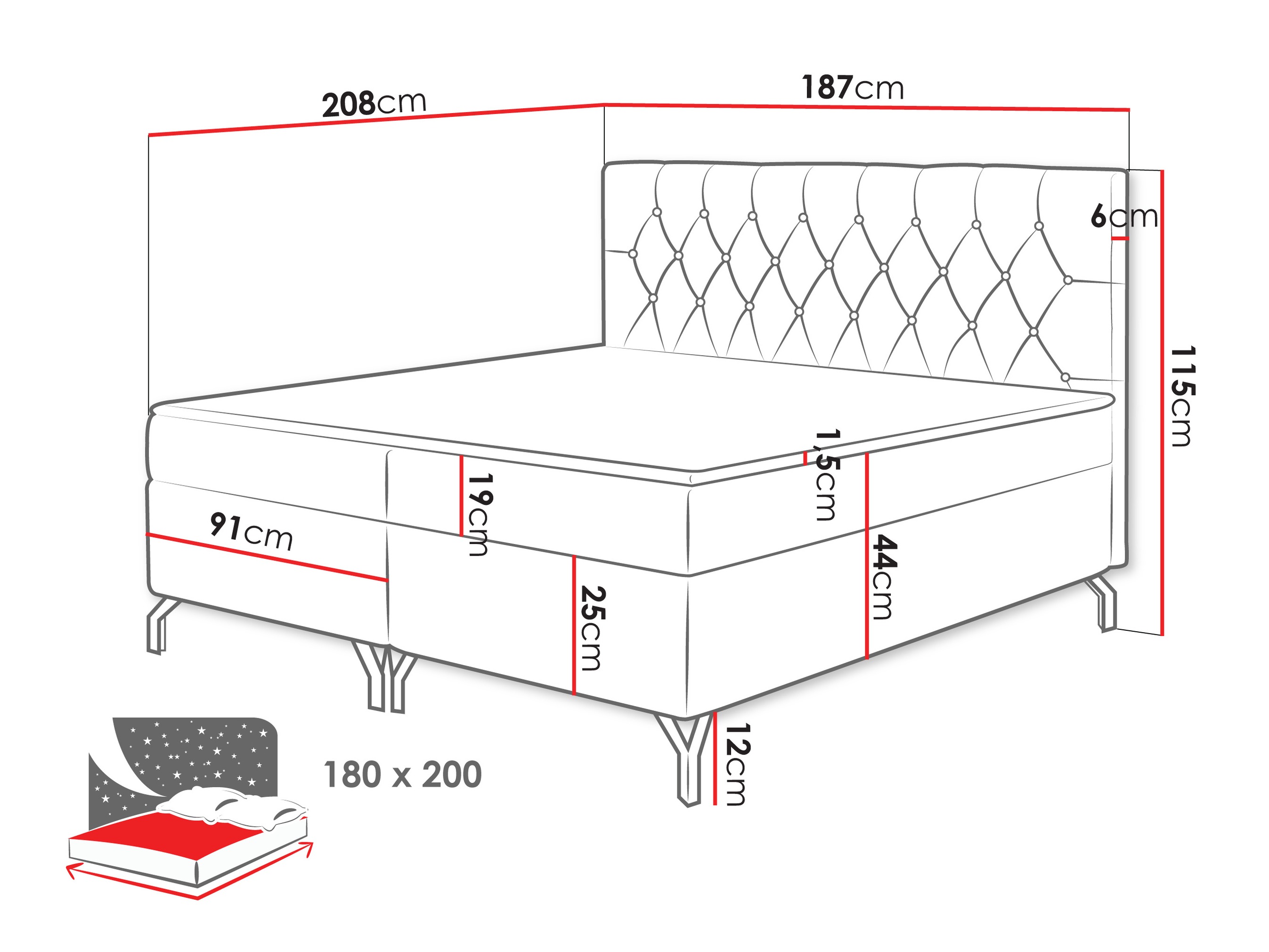 Boxspring postelja Focus (Fresh 03)