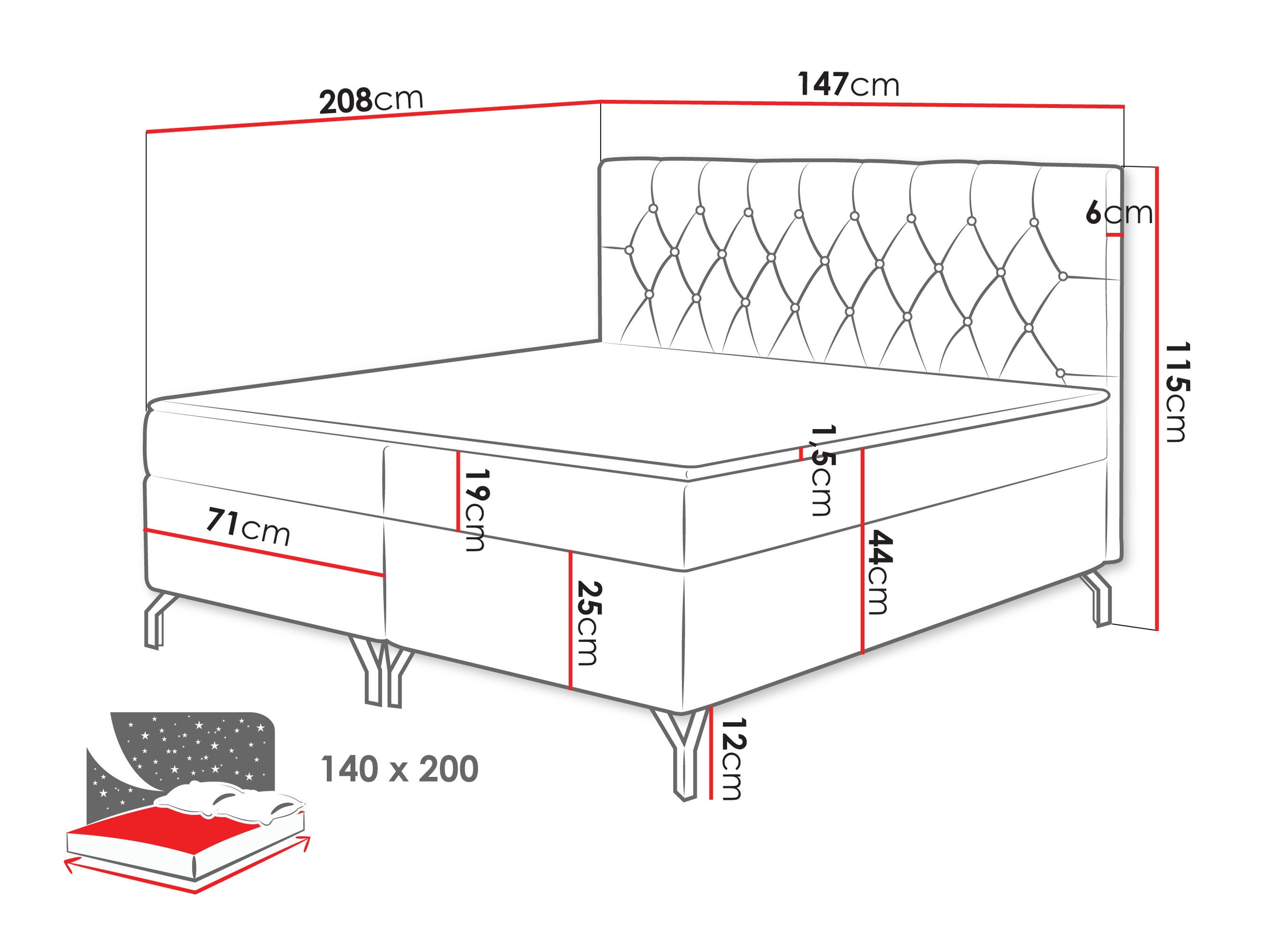 Boxspring postelja Focus (Fresh 11)