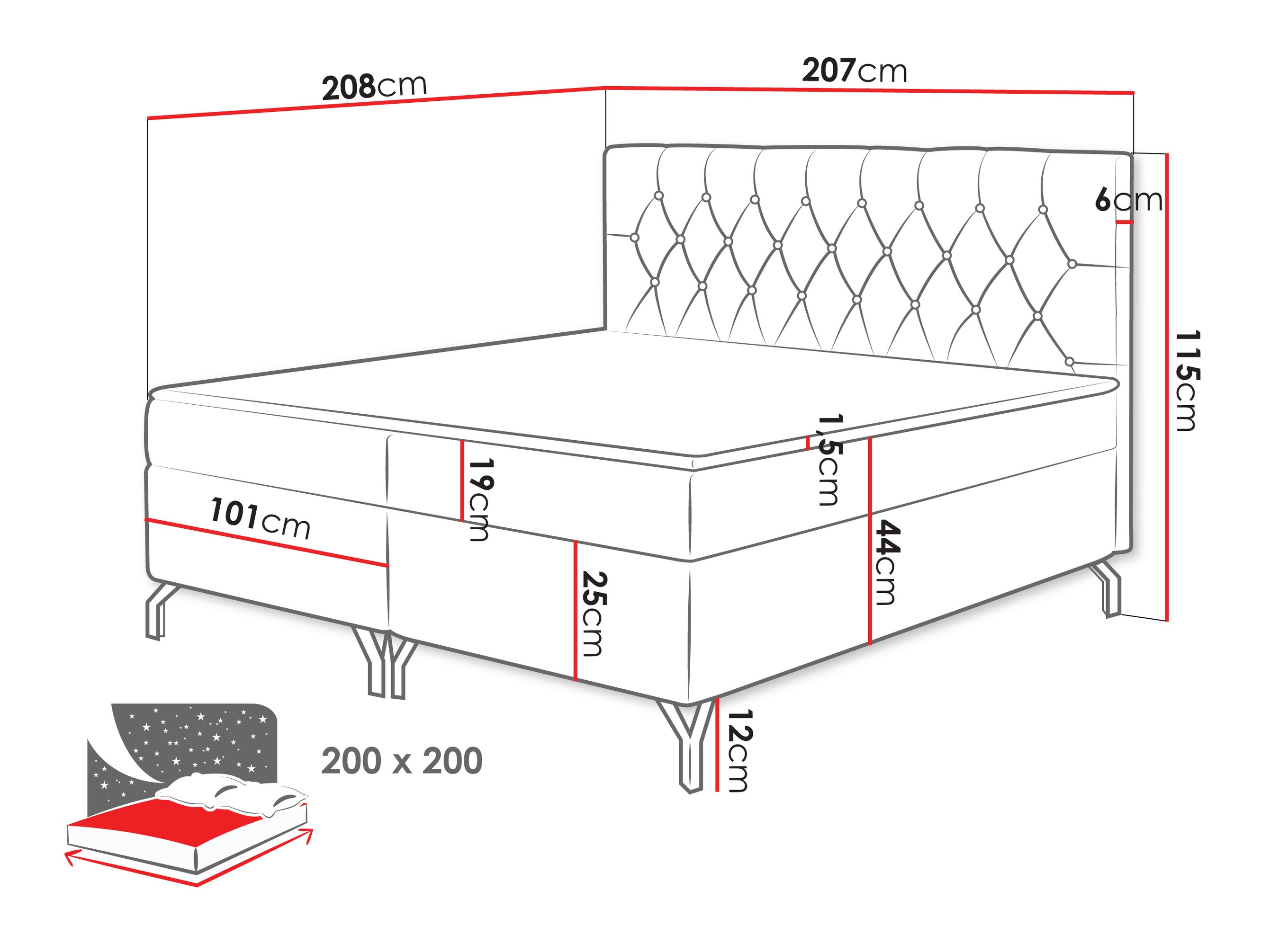 Boxspring postelja Focus (Fresh 13)