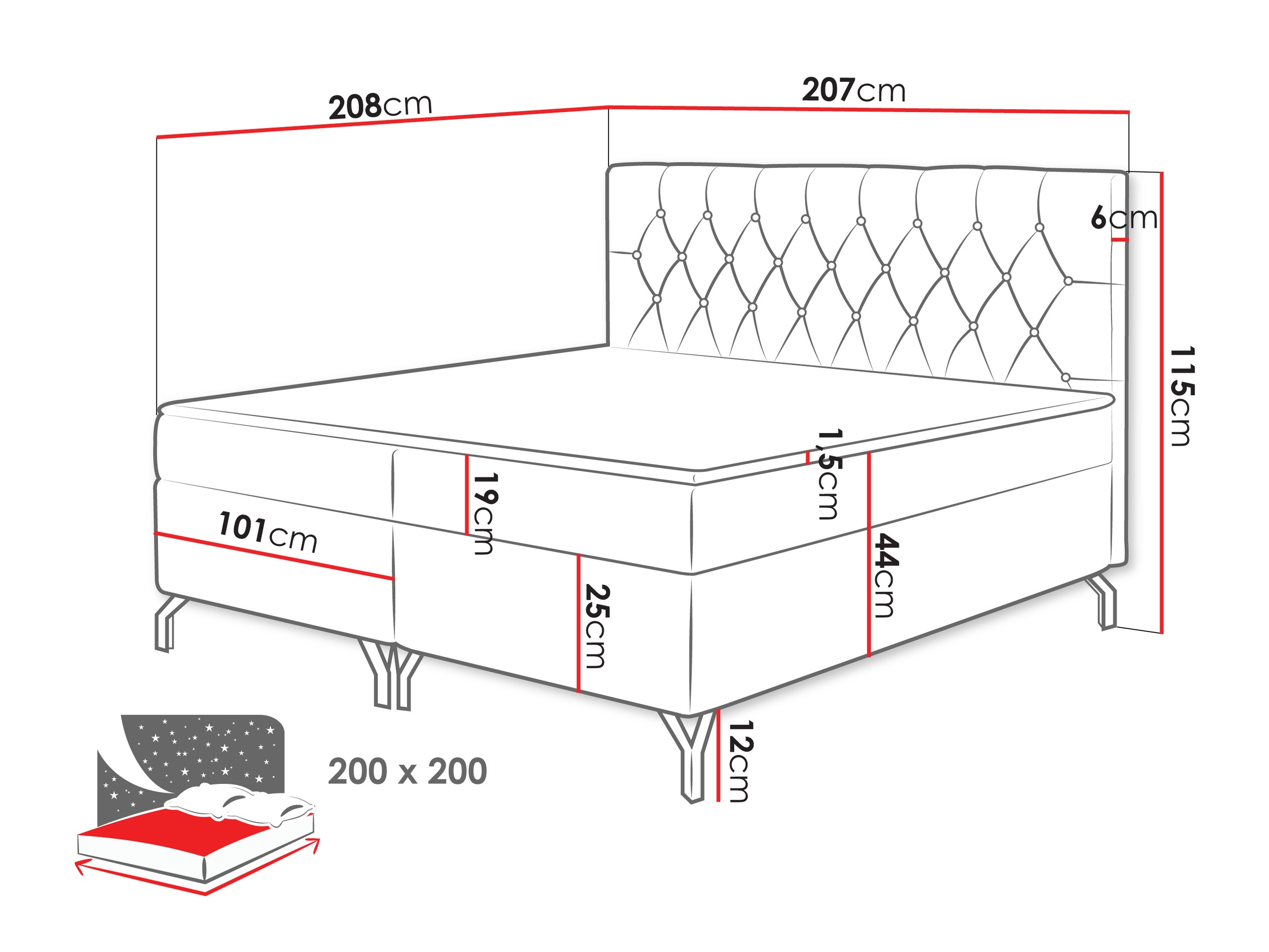 Boxspring postelja Focus (Fresh 38)