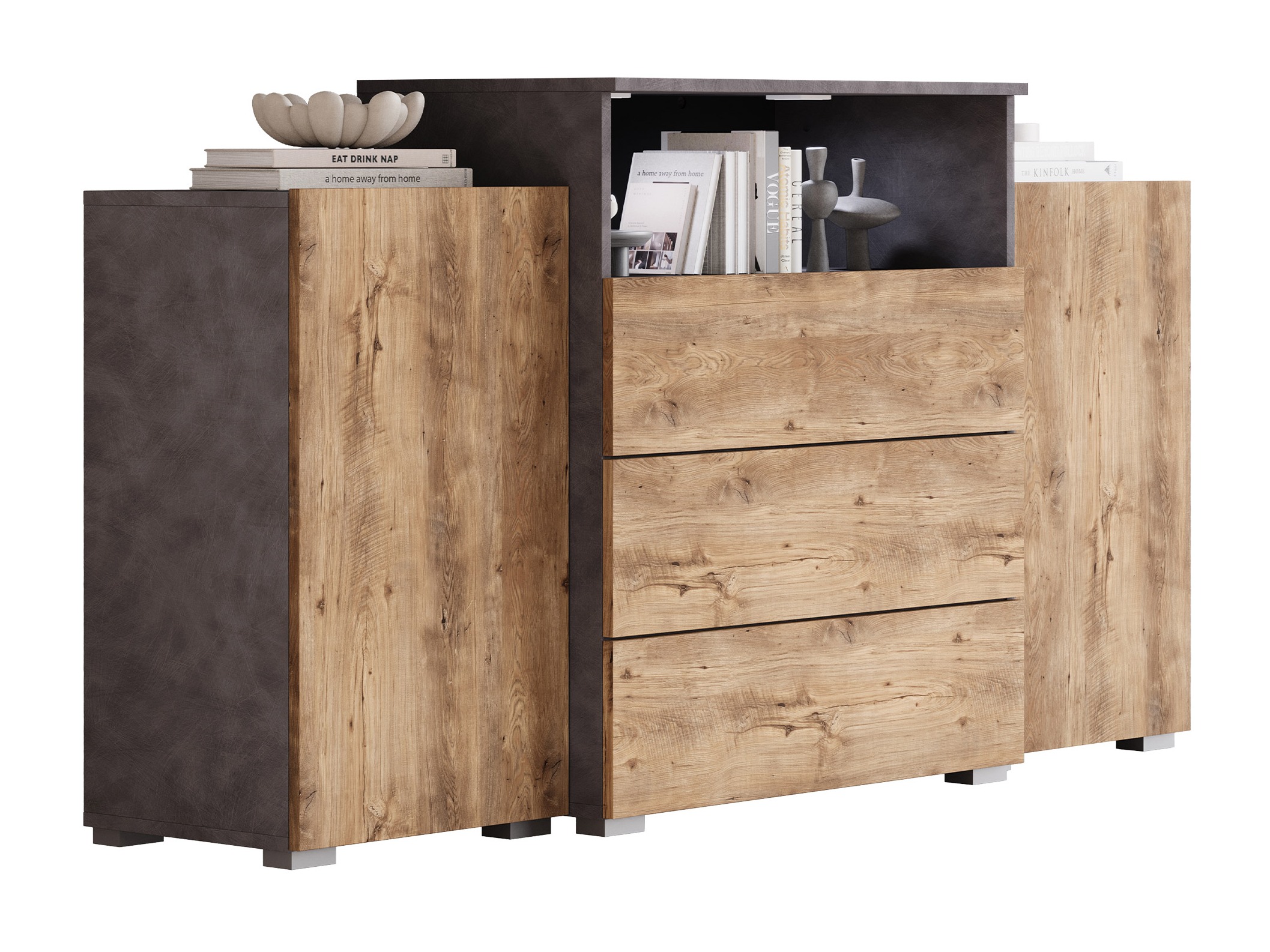 Komoda Sarasota 127 (Matera siva + Kostanj)