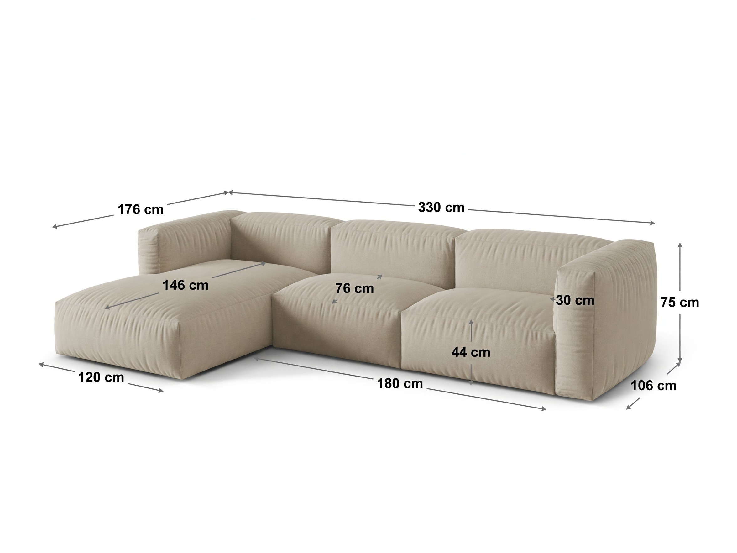 Modularna kotna sedežna garnitura Sorcoro 120 (Tilia 03)