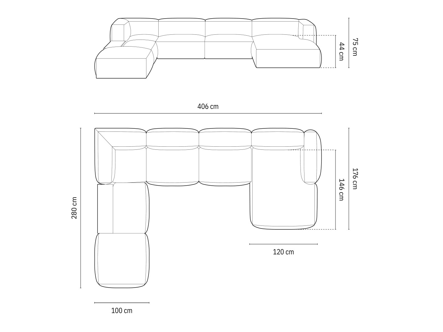 Modularna kotna sedežna garnitura Sorcoro 124 (Vogue 01)