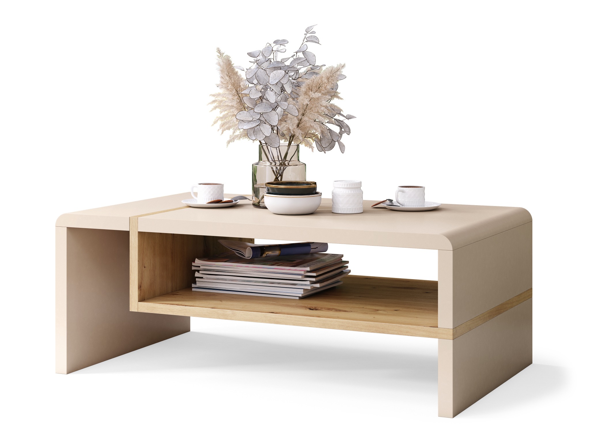 Klubska mizica Glendale 102 (Bež + Artisan hrast)