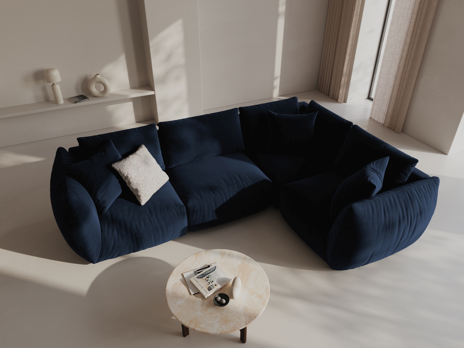Modularna kotna sedežna garnitura Ruvmone 109 (Casino Deep Blue)
