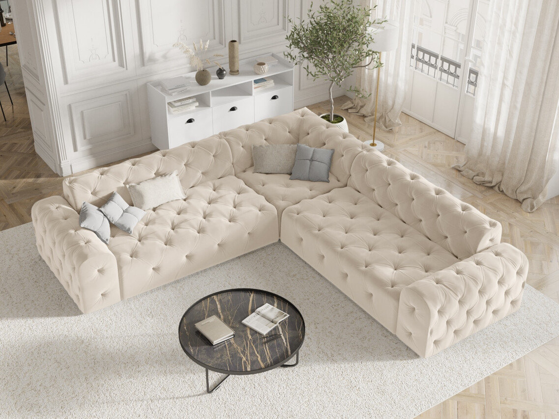 Chesterfield kotna garnitura Lartiva 104 (Opera Krema)