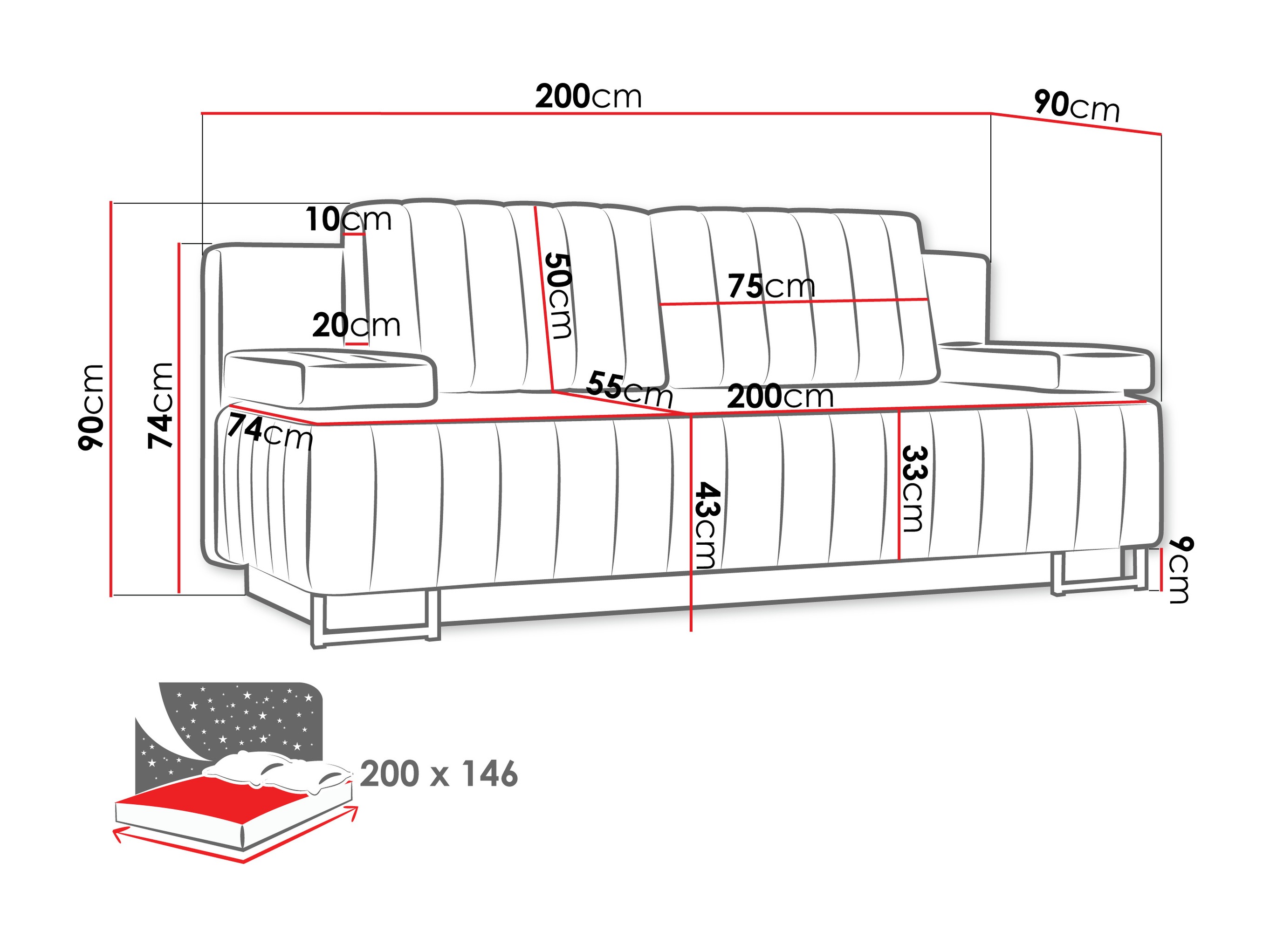 Raztegljiv kavč Columbus 152 (Lux 11)