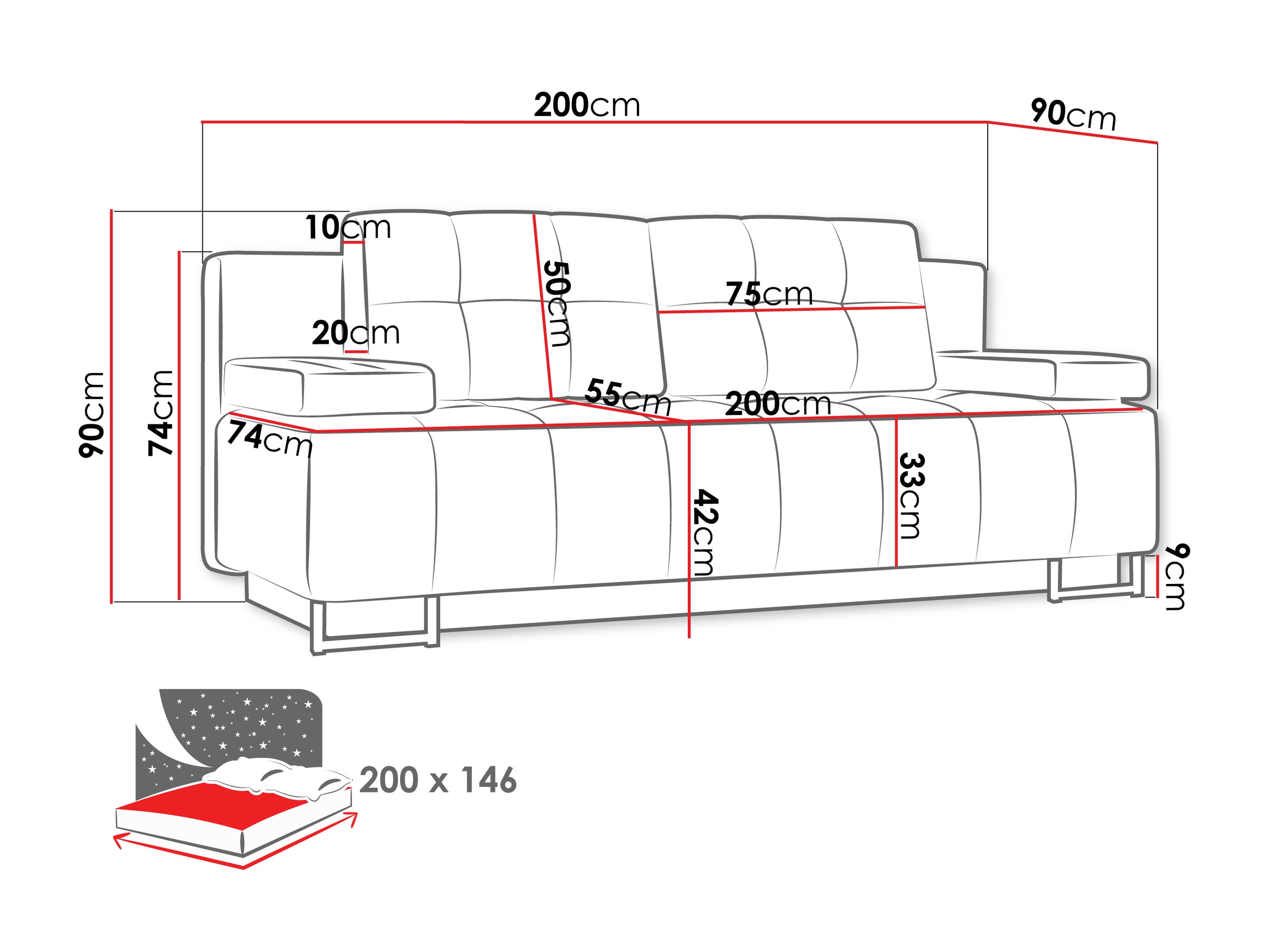 Raztegljiv kavč Columbus 151 (Lux 06)