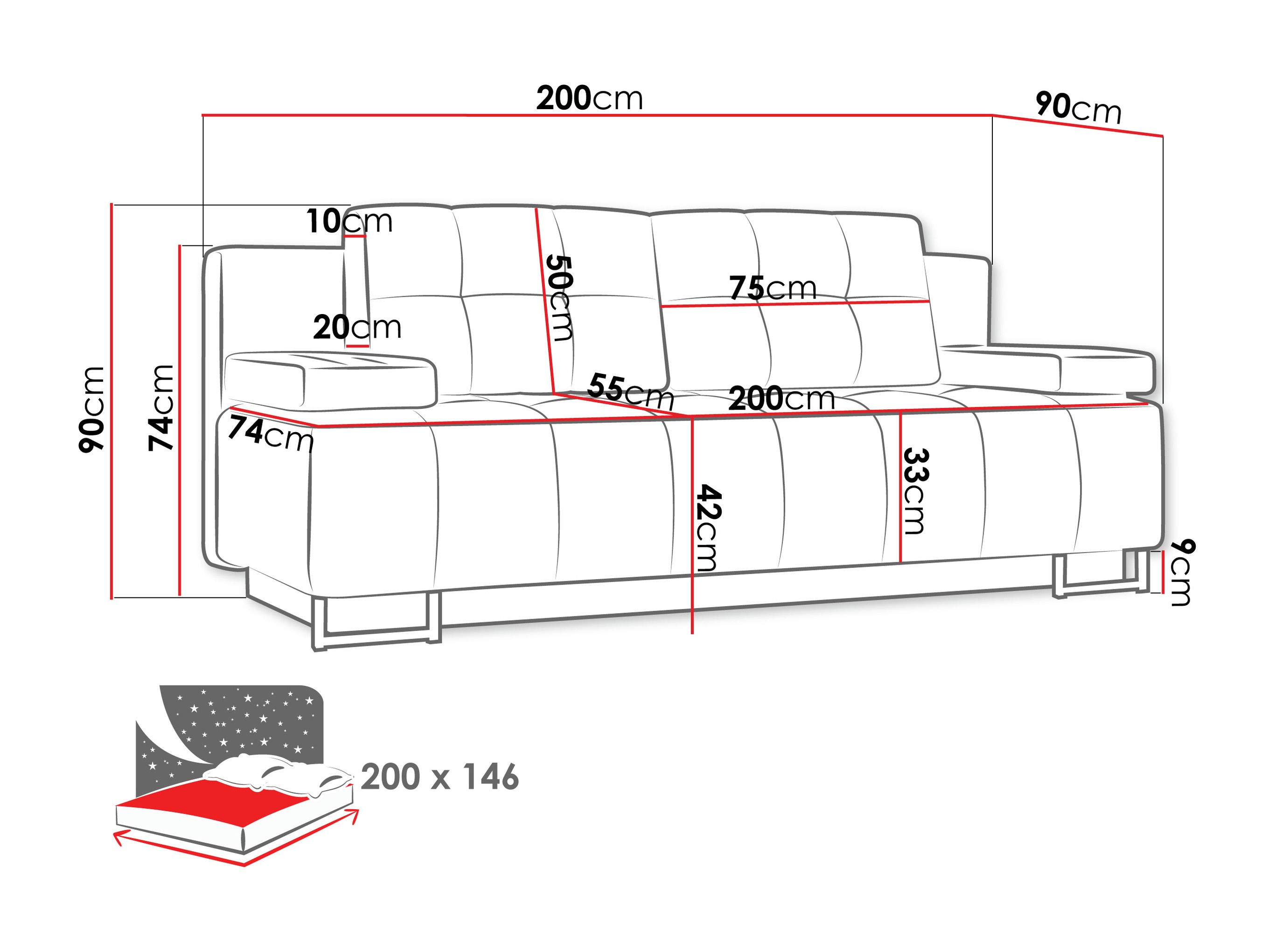 Raztegljiv kavč Columbus 151 (Lux 11)