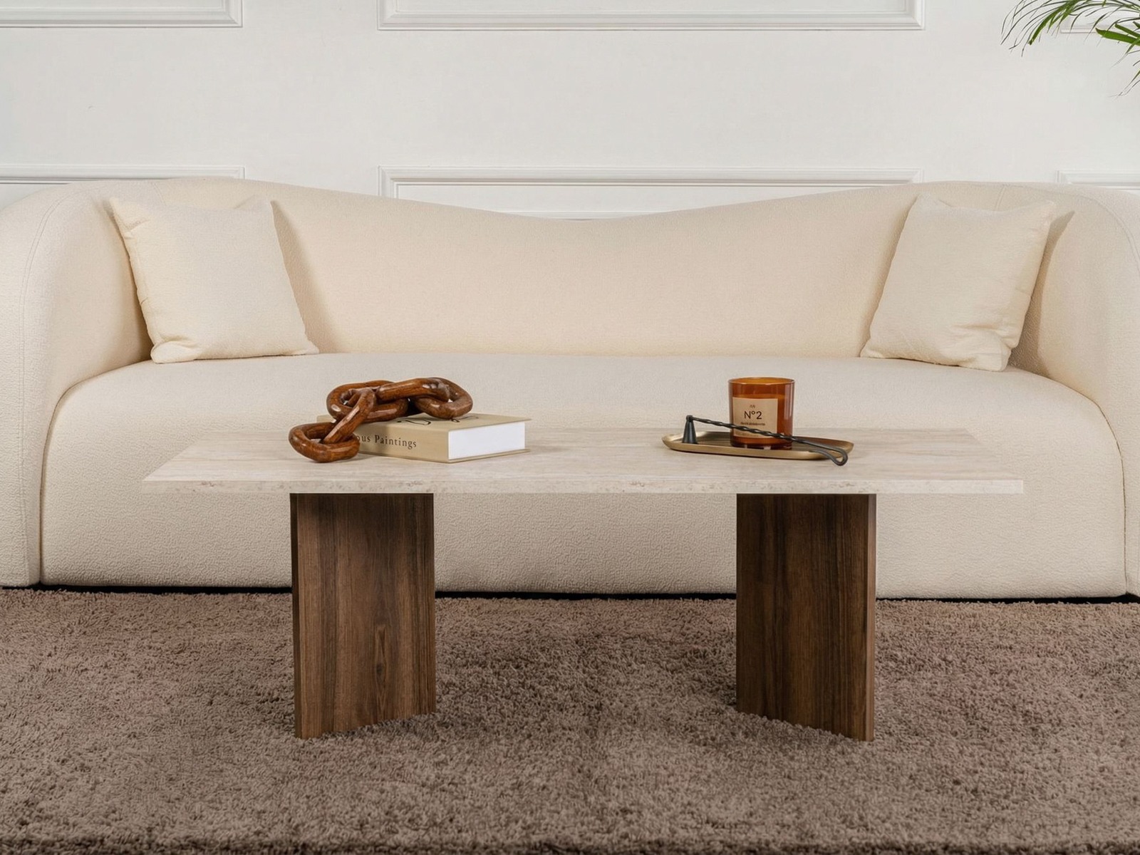 Klubska mizica Novato 132 (Travertine + Oreh)