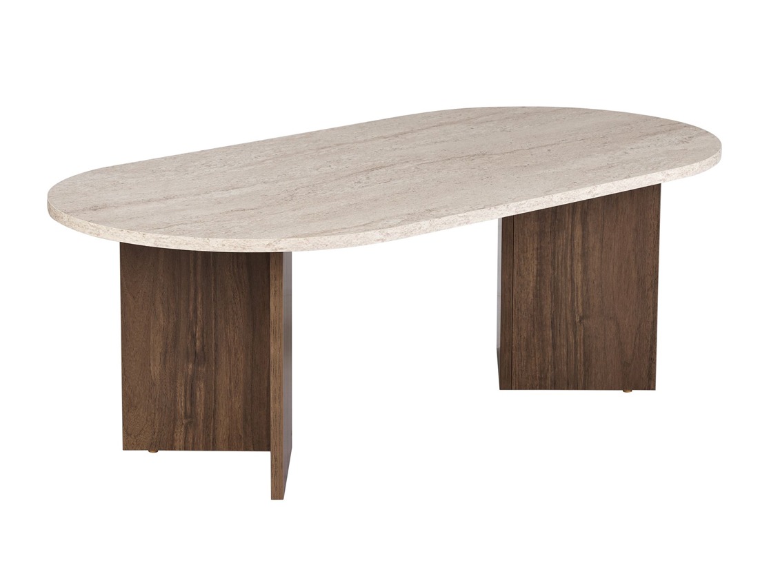 Klubska mizica Novato 111 (Svetla Travertine + Oreh)