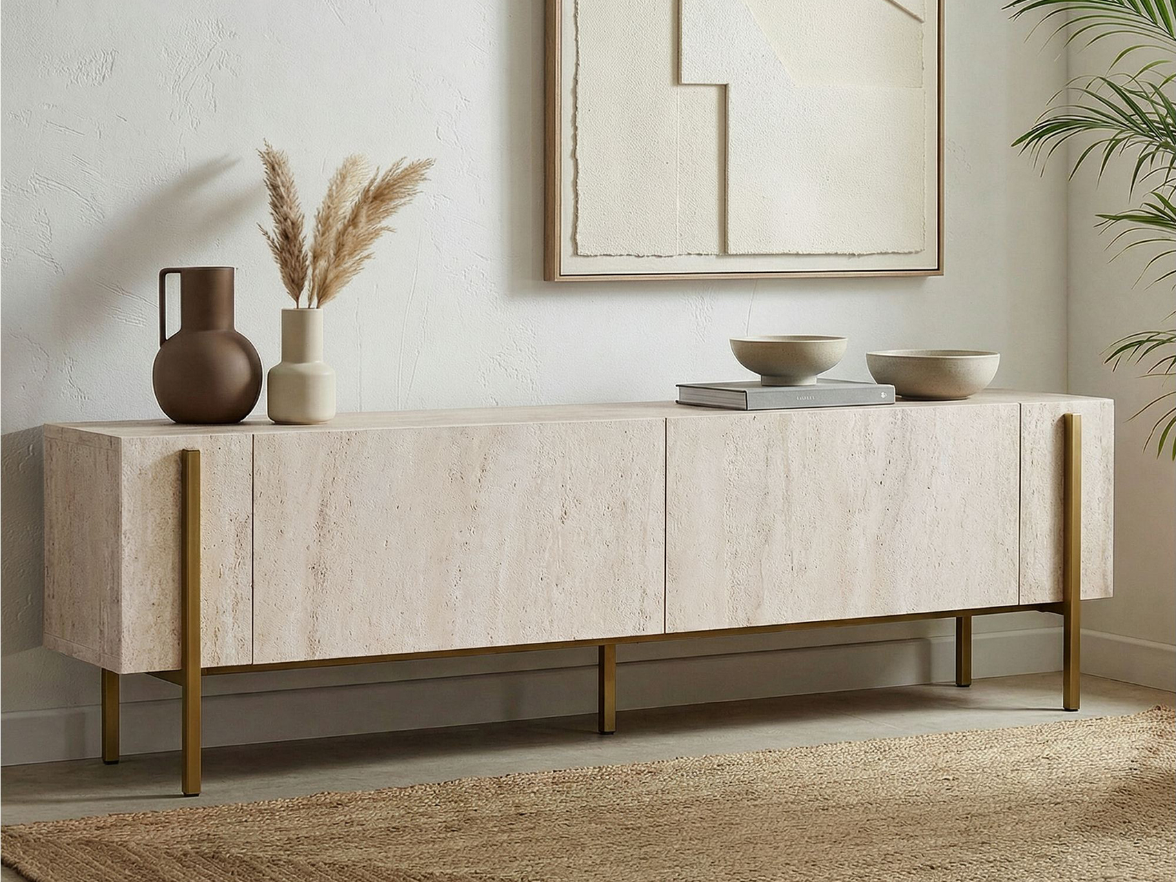 TV-omarica Novato 154 (Zlata + Svetla Travertine)
