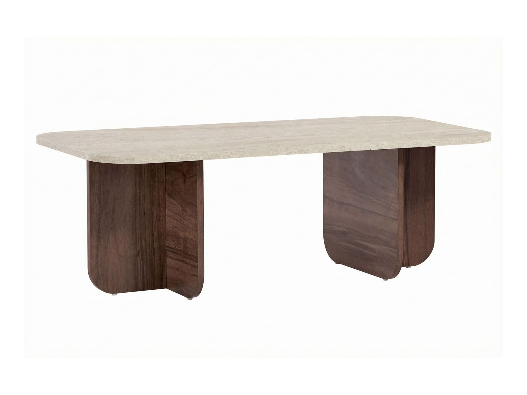 Klubska mizica Novato 164 (Oreh + Svetla Travertine)