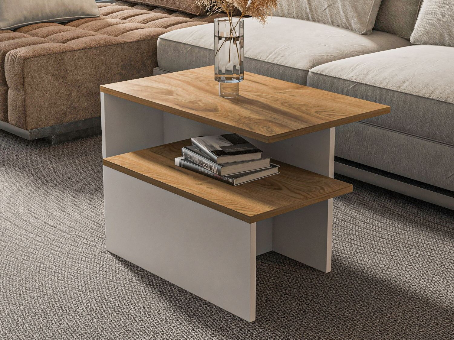 Komplet klubskih mizic Kailua 2750 (Bela + Hrast)