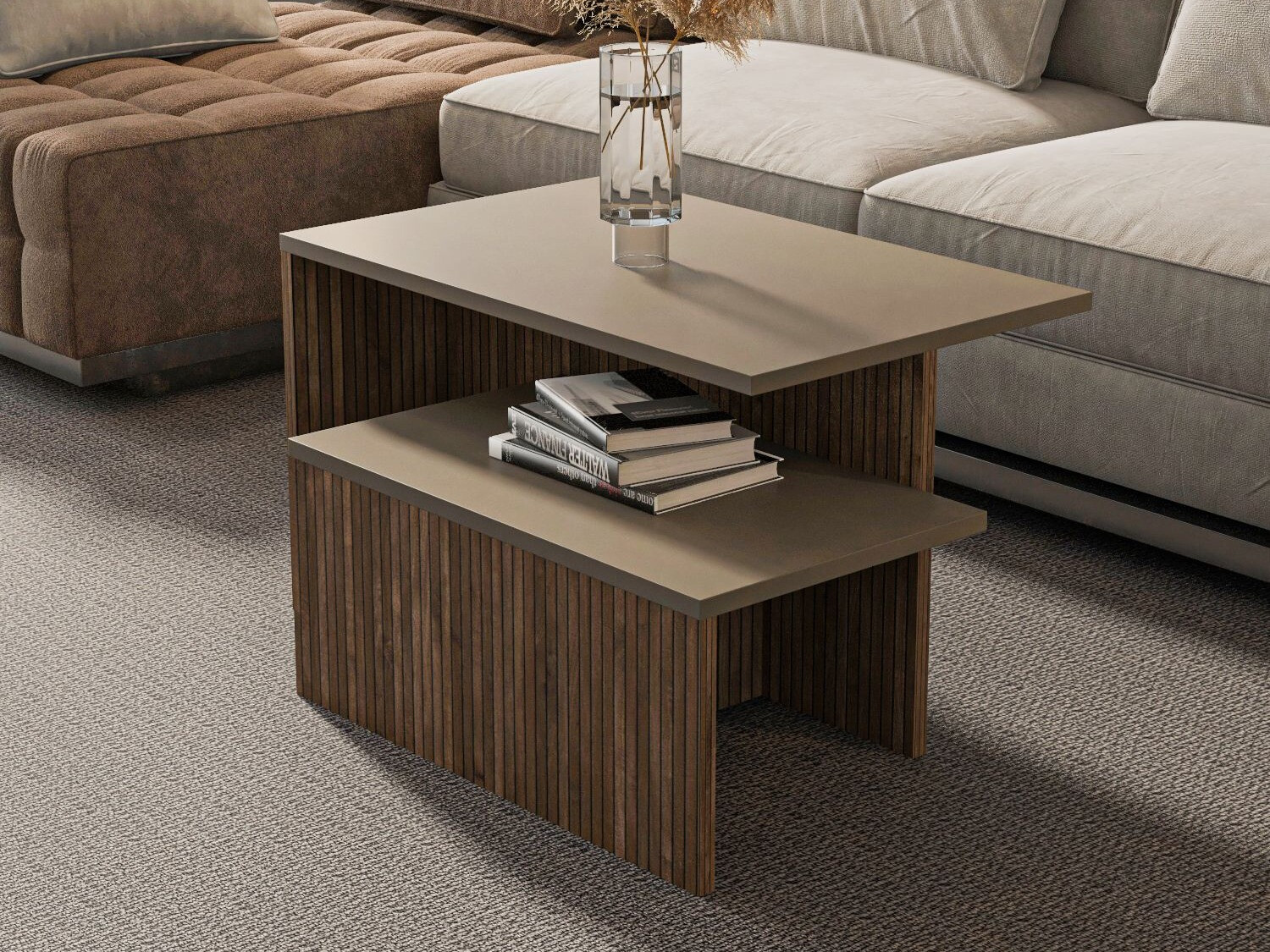 Komplet klubskih mizic Kailua 2750 (Hrast + Taupe)