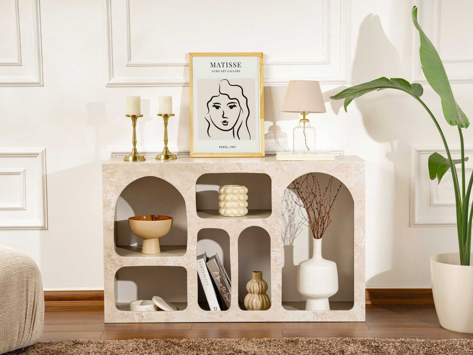 Regal Novato 165 (Bež + Svetla Travertine)
