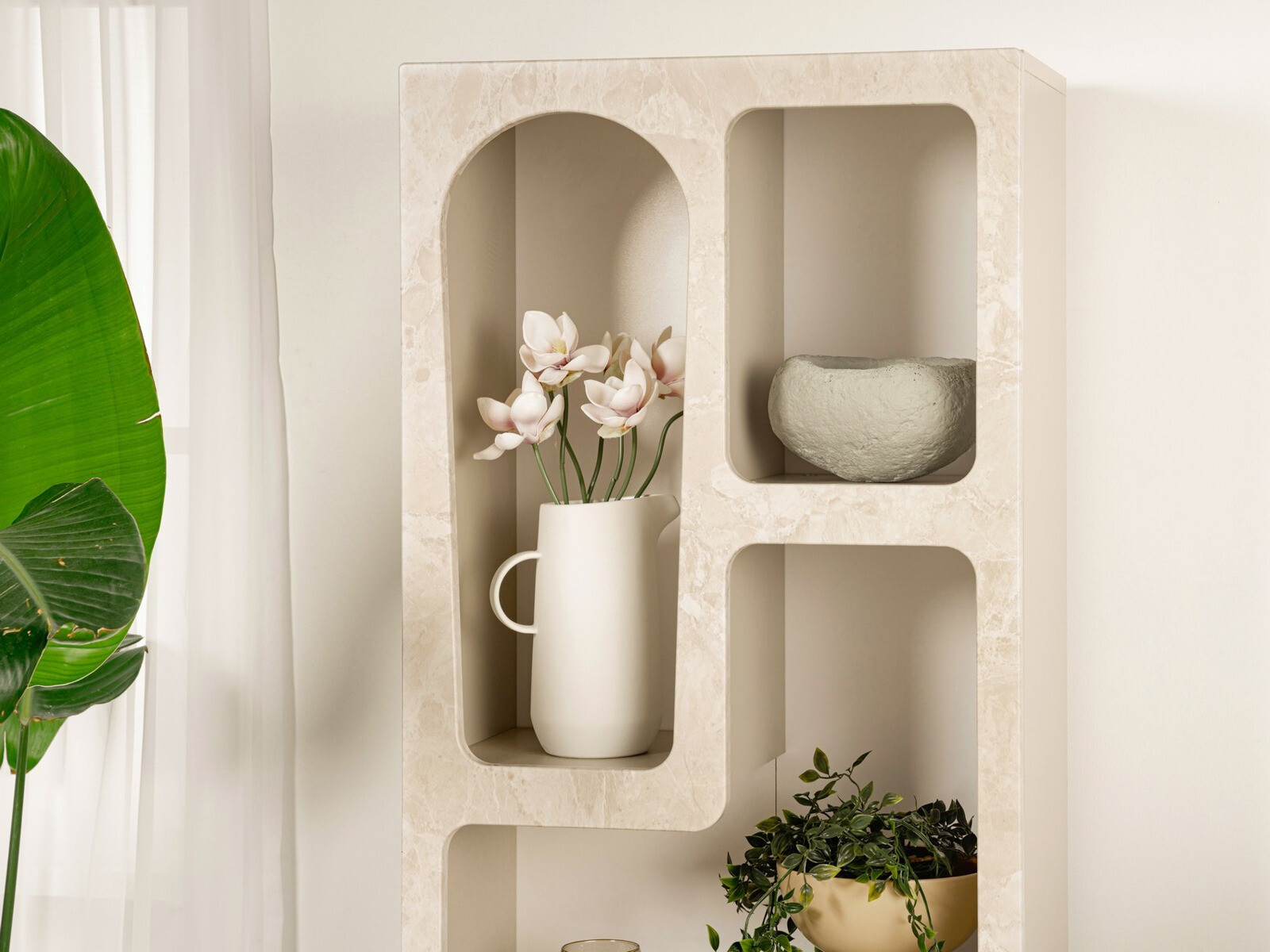 Regal Novato 166 (Bež + Svetla Travertine)