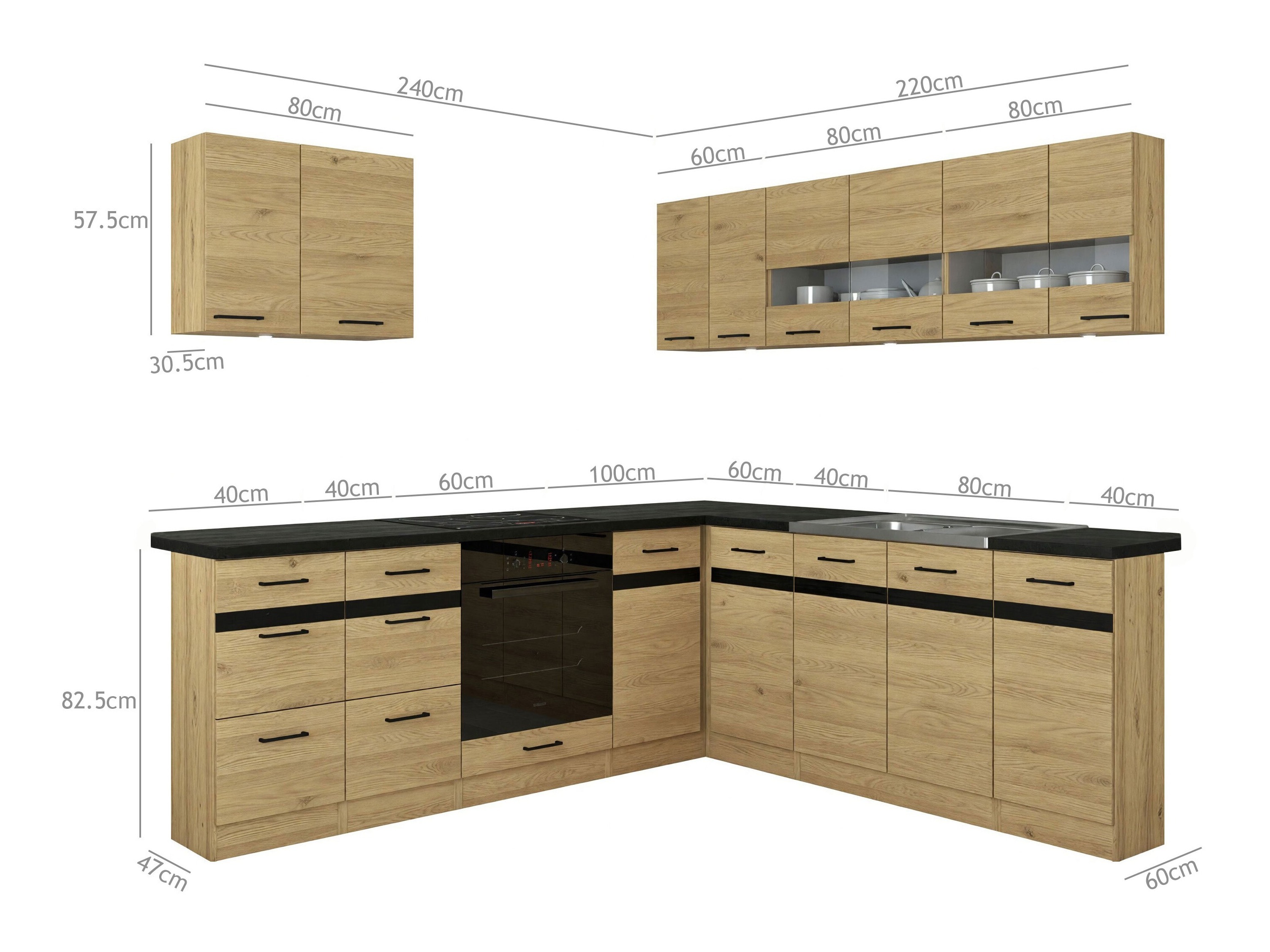 Modularni kuhinjski komplet Classic Grey Oak 121