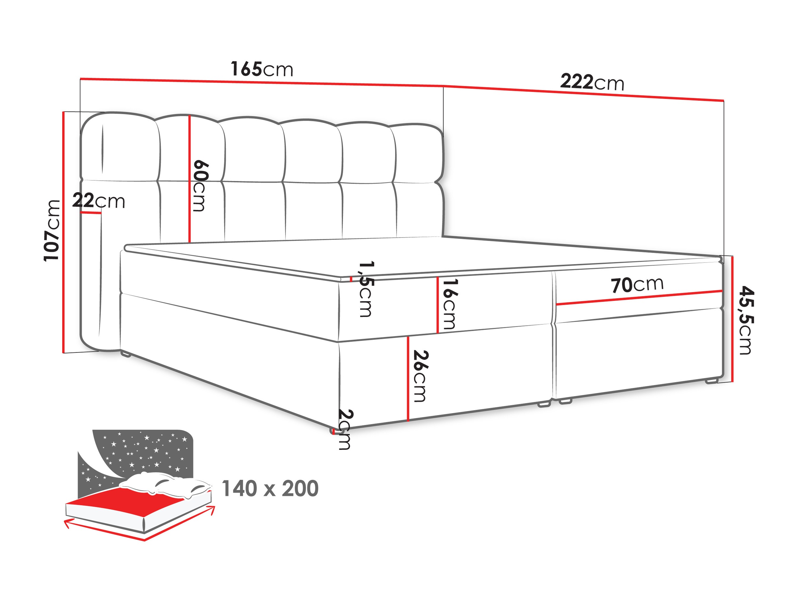Boxspring postelja Stonecrest 113 (Lambi 04)