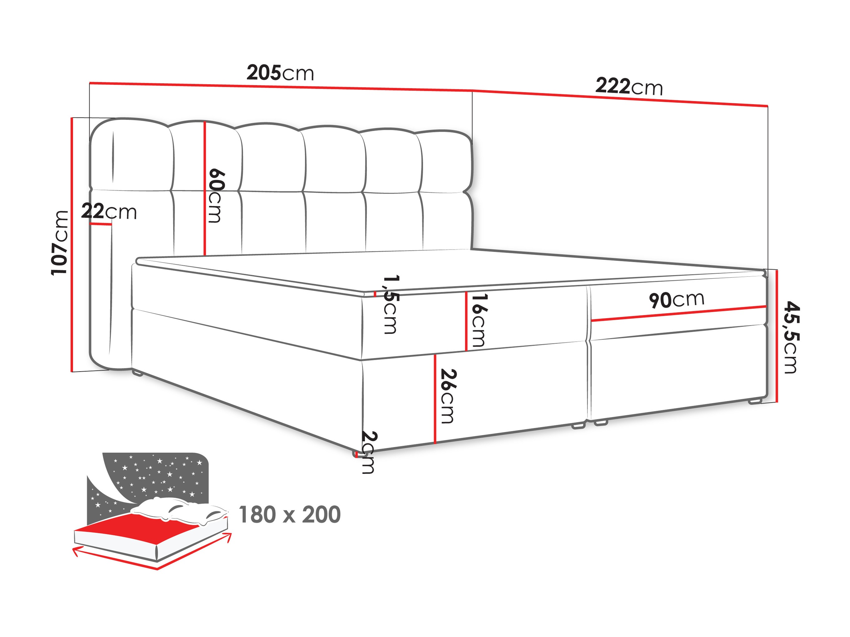 Boxspring postelja Stonecrest 113 (Lambi 06)
