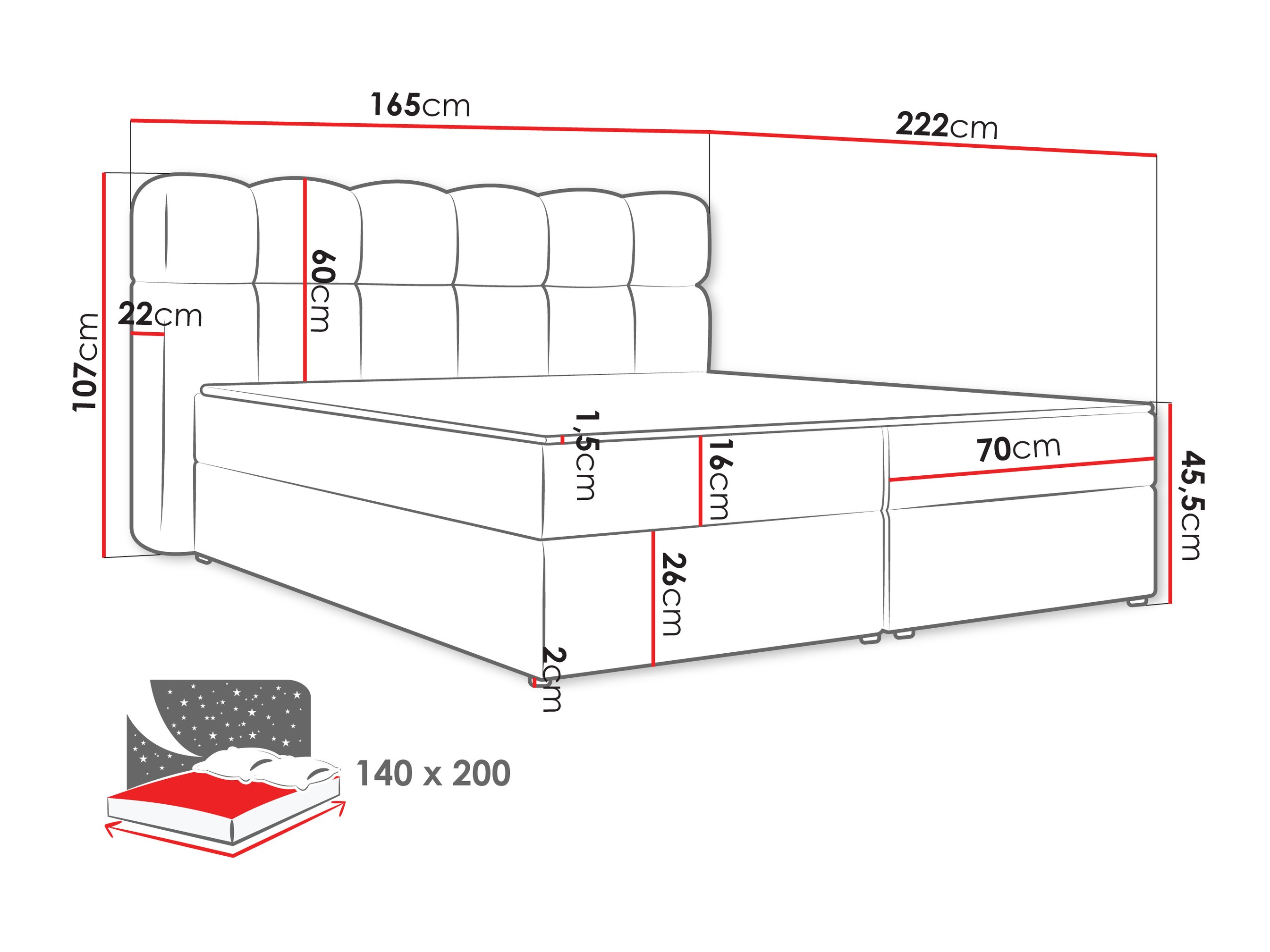 Boxspring postelja Stonecrest 113 (Lambi 07)
