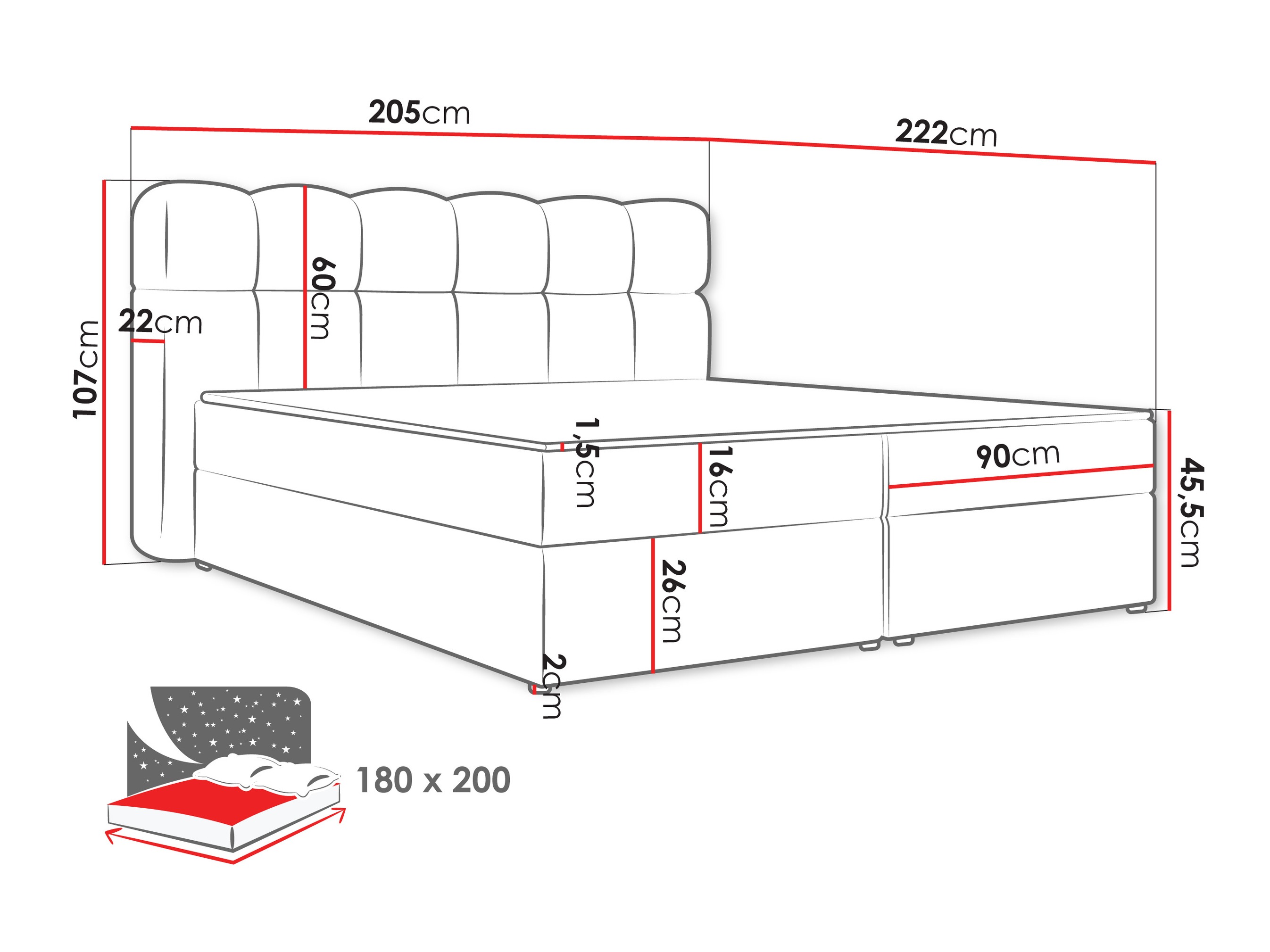 Boxspring postelja Stonecrest 113 (Lambi 08)