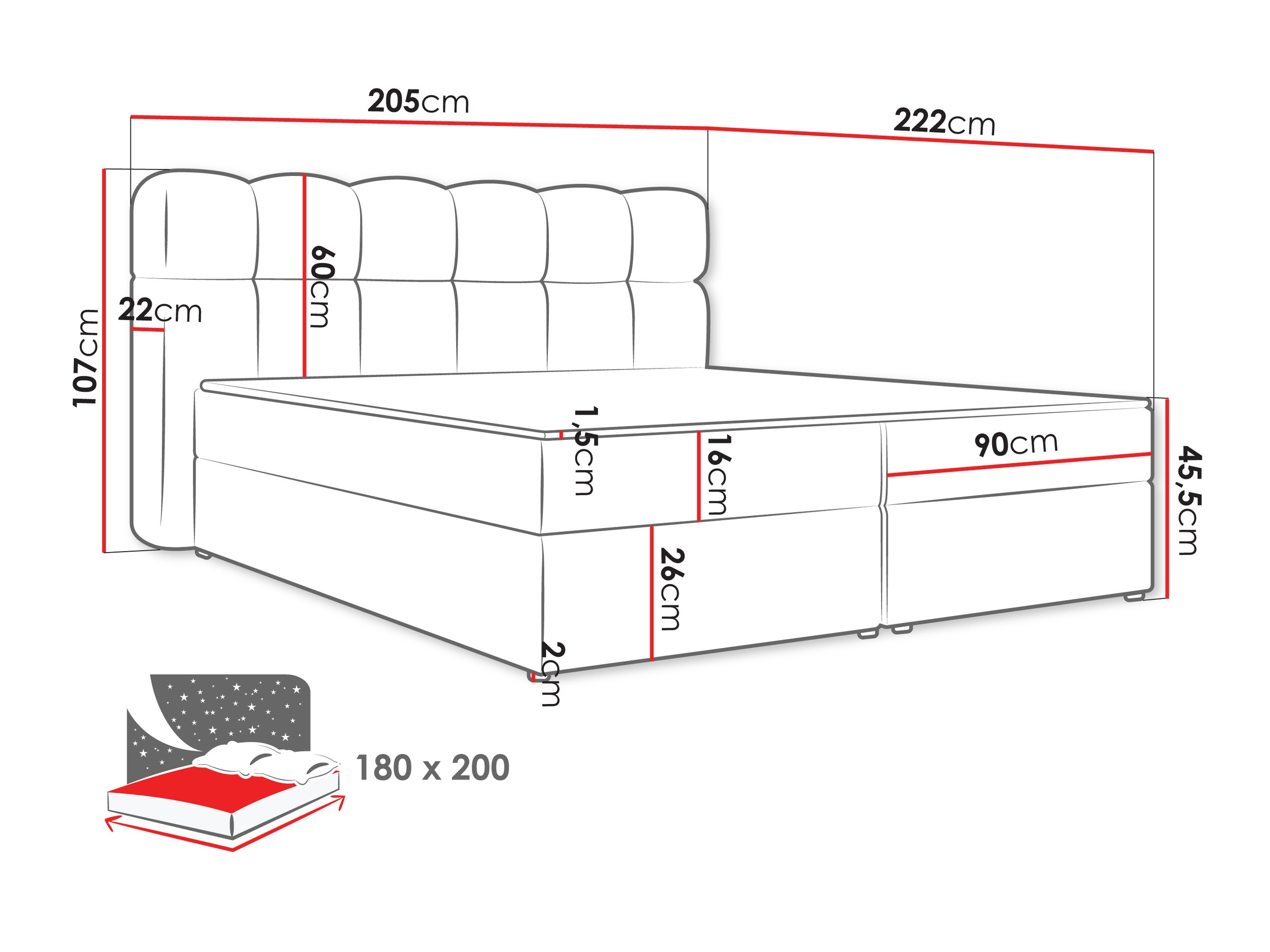 Boxspring postelja Stonecrest 113 (Lambi 11)
