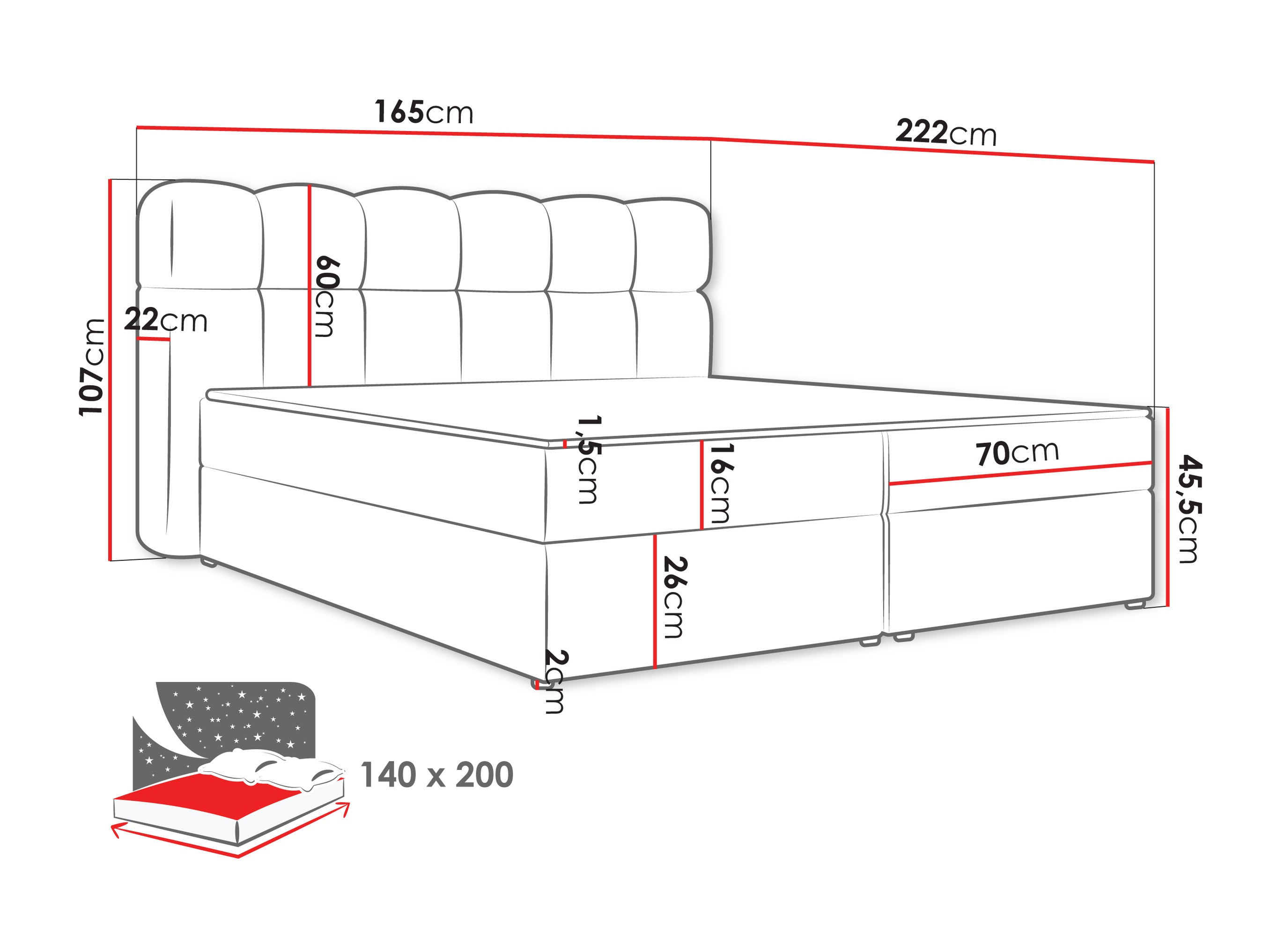 Boxspring postelja Stonecrest 113 (Lambi 12)