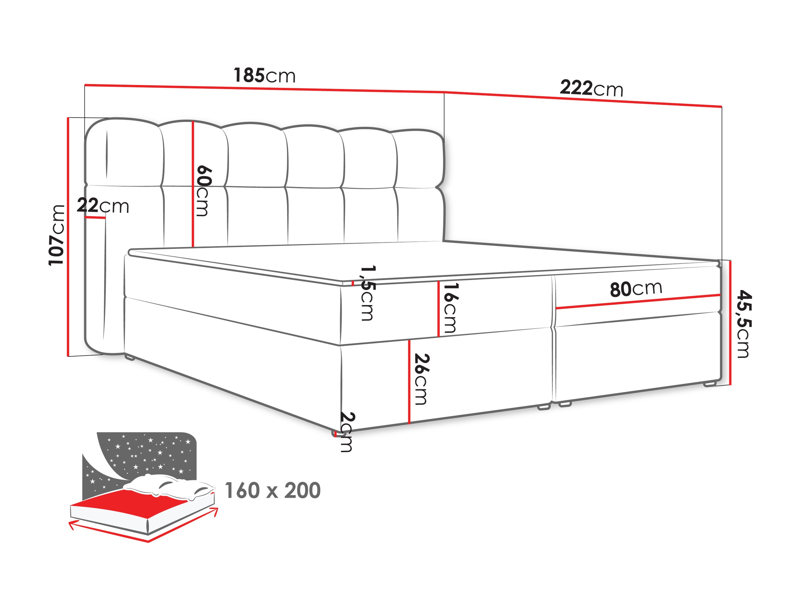 Boxspring postelja Stonecrest 113 (Lambi 12)