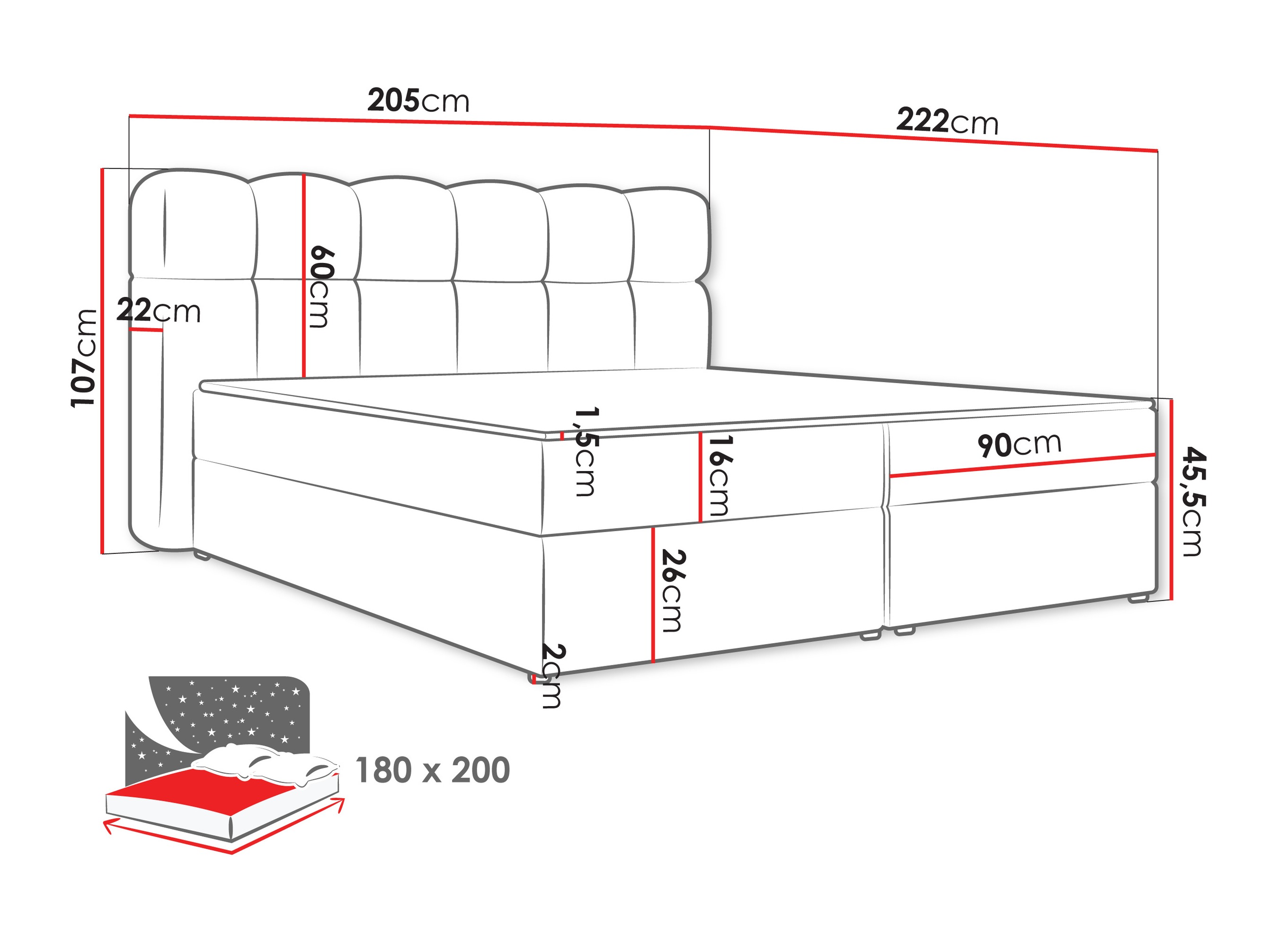 Boxspring postelja Stonecrest 113 (Lambi 12)