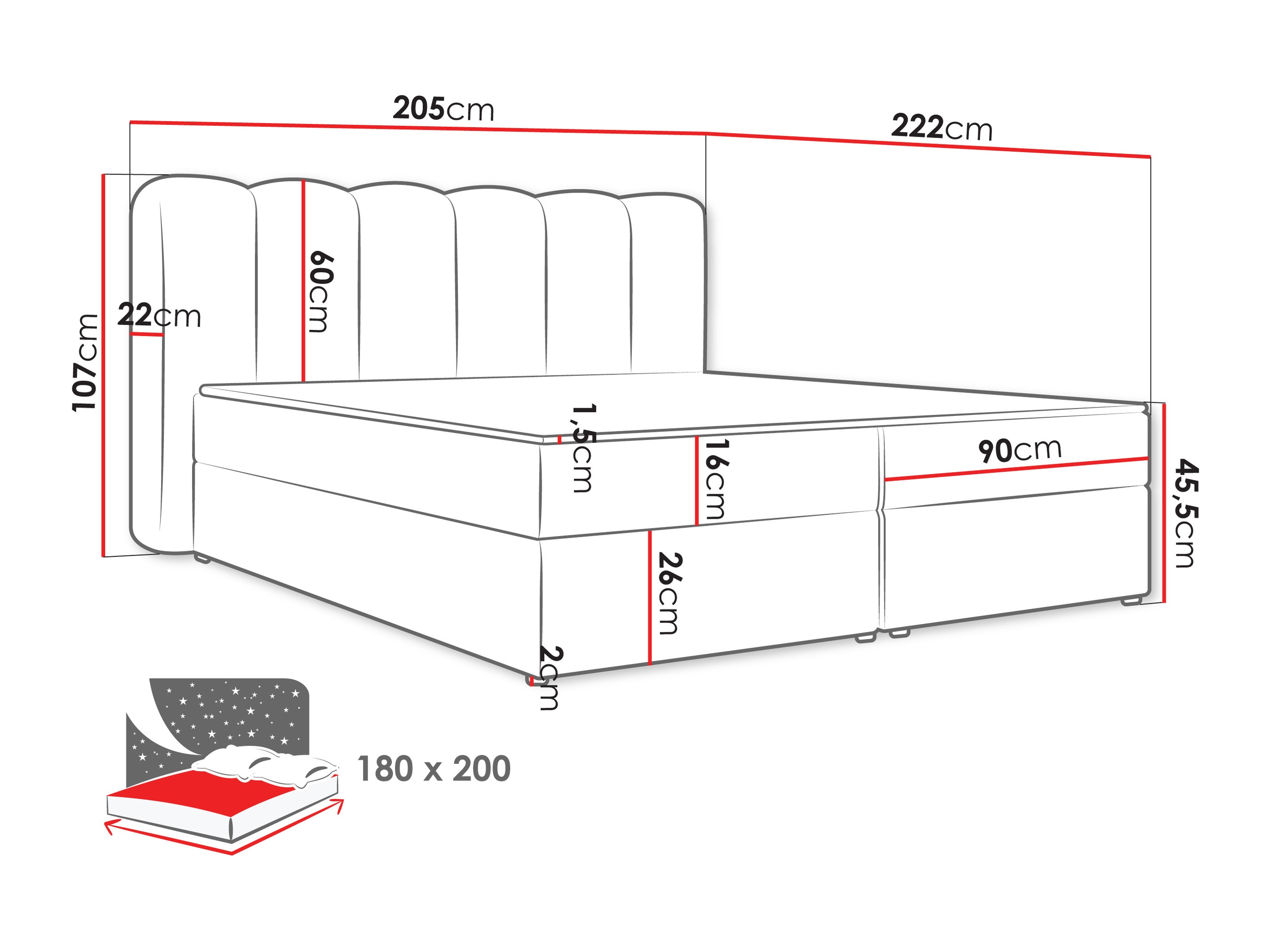 Boxspring postelja Stonecrest 112 (Lambi 12)