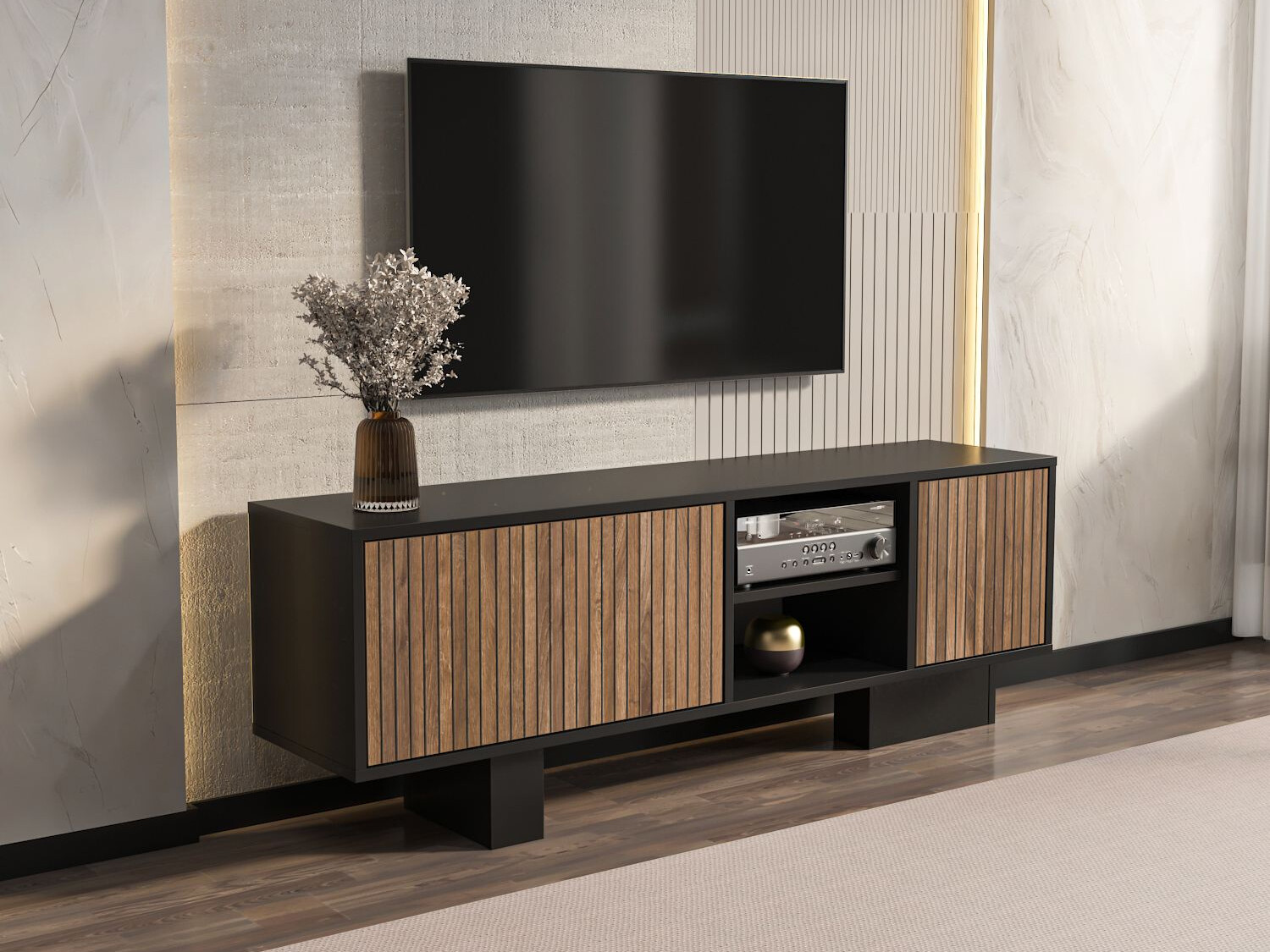TV-omarica Asheboro 211 (Črna + Rjava)