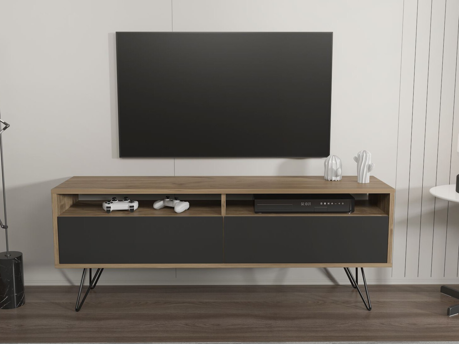 TV-omarica Asheboro 215 (Črna + Oreh)