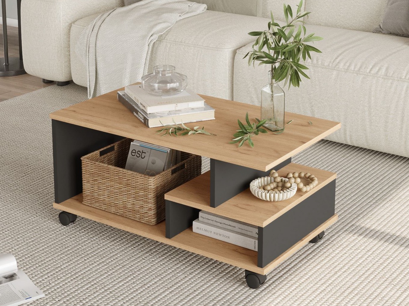 Klubska mizica Kailua 2788 (Antracit + Hrast)