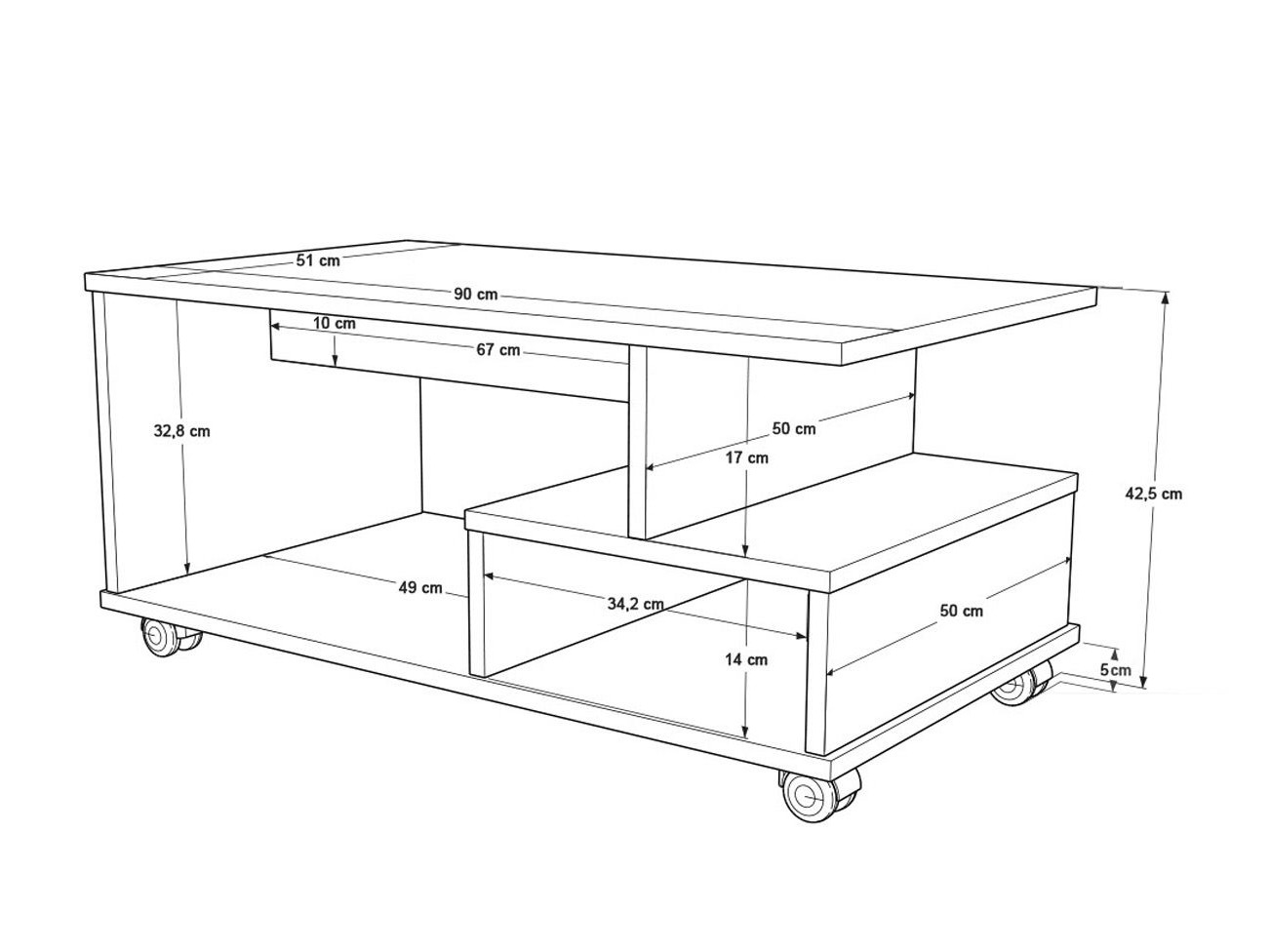 Klubska mizica Kailua 2788 (Antracit + Hrast)