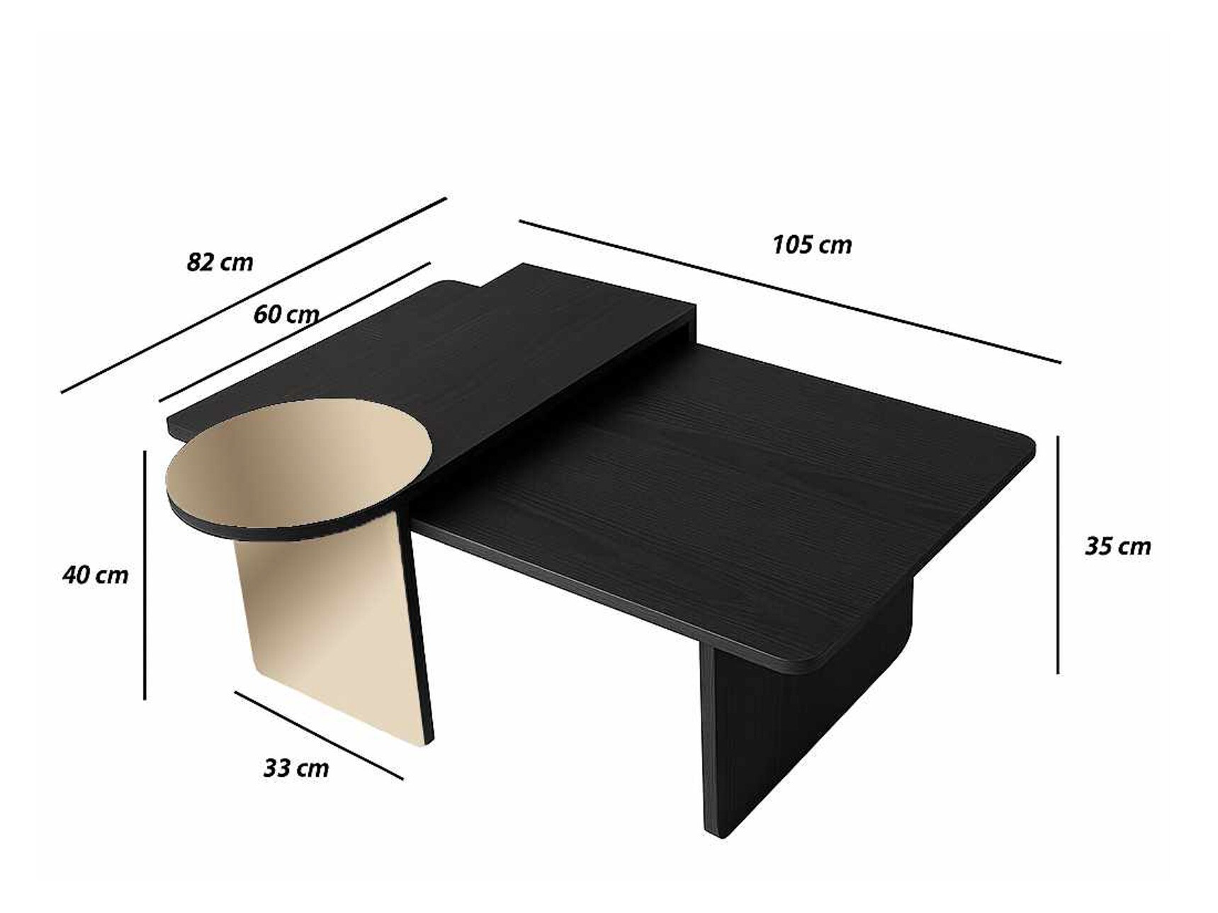 Komplet klubskih mizic Kailua 2822 (Črna)