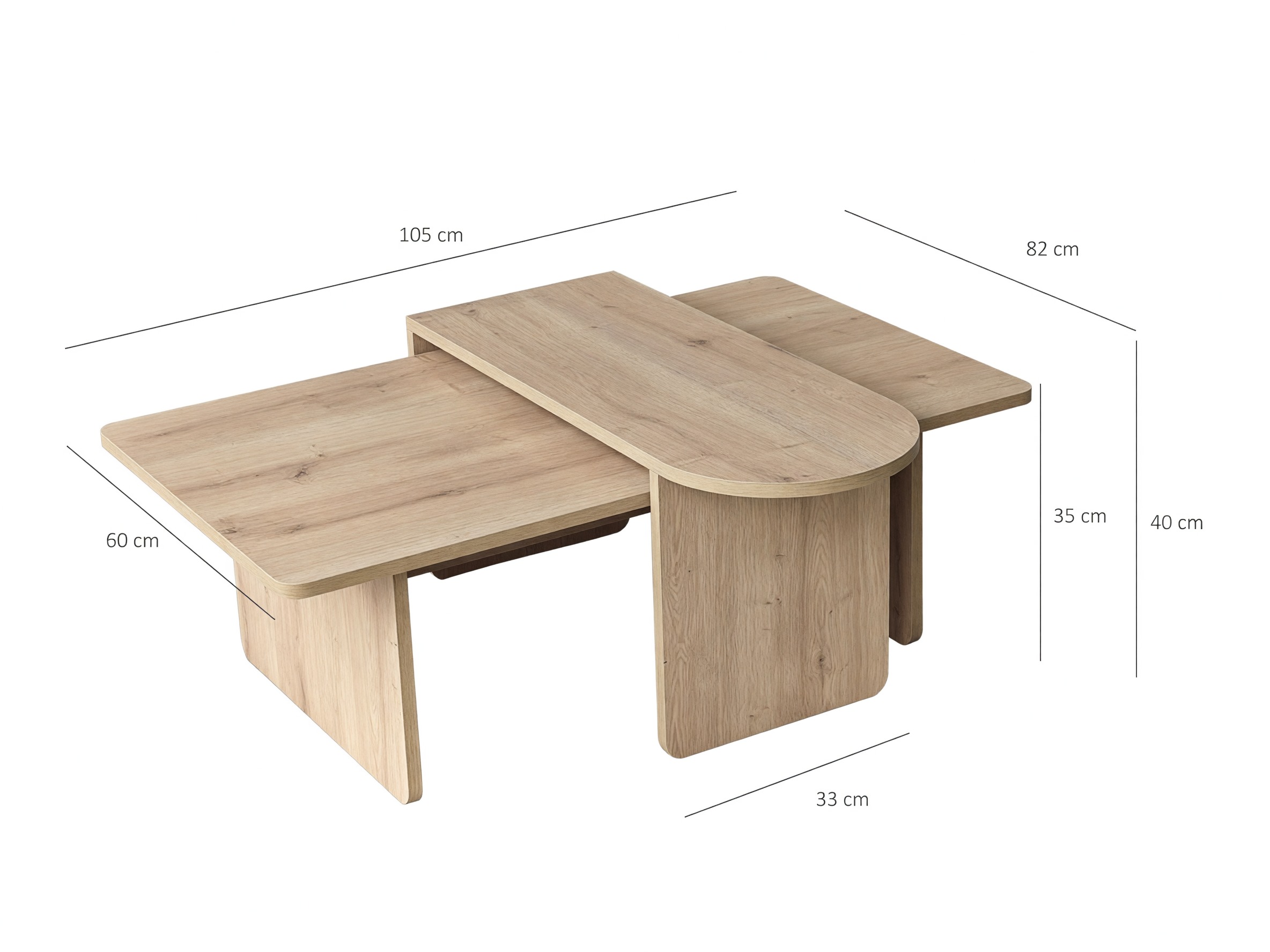 Komplet klubskih mizic Kailua 2824 (Hrast)
