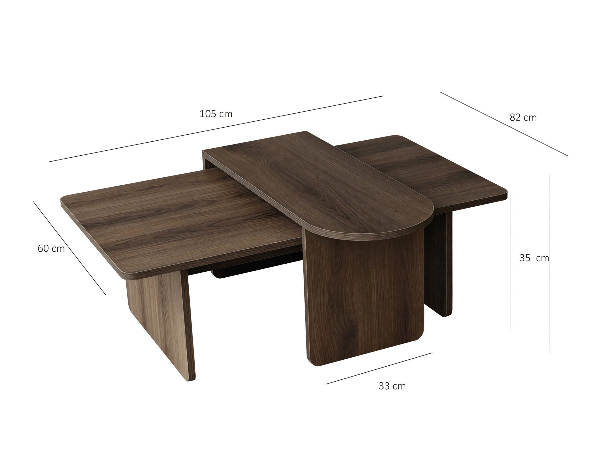 Komplet klubskih mizic Kailua 2824 (Oreh)